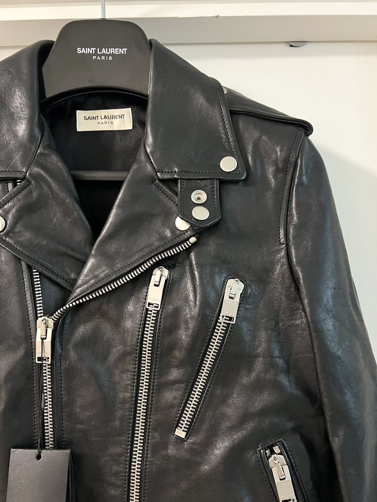 Hedi Slimane × Saint Laurent Paris 16FW Oiled Calf L17 Leather Biker Jacket sz44 Size US S / EU 44-46 / 1 - 2 Thumbnail
