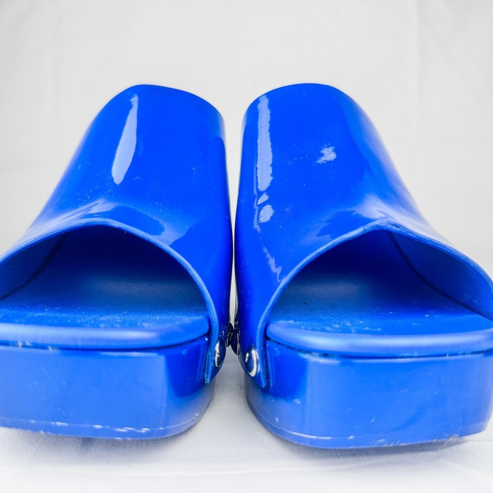Dolce & Gabbana Blue Patent Leather Studded Platform Clog Mules EU 39 Size US 8.5 / IT 38.5 - 4 Thumbnail