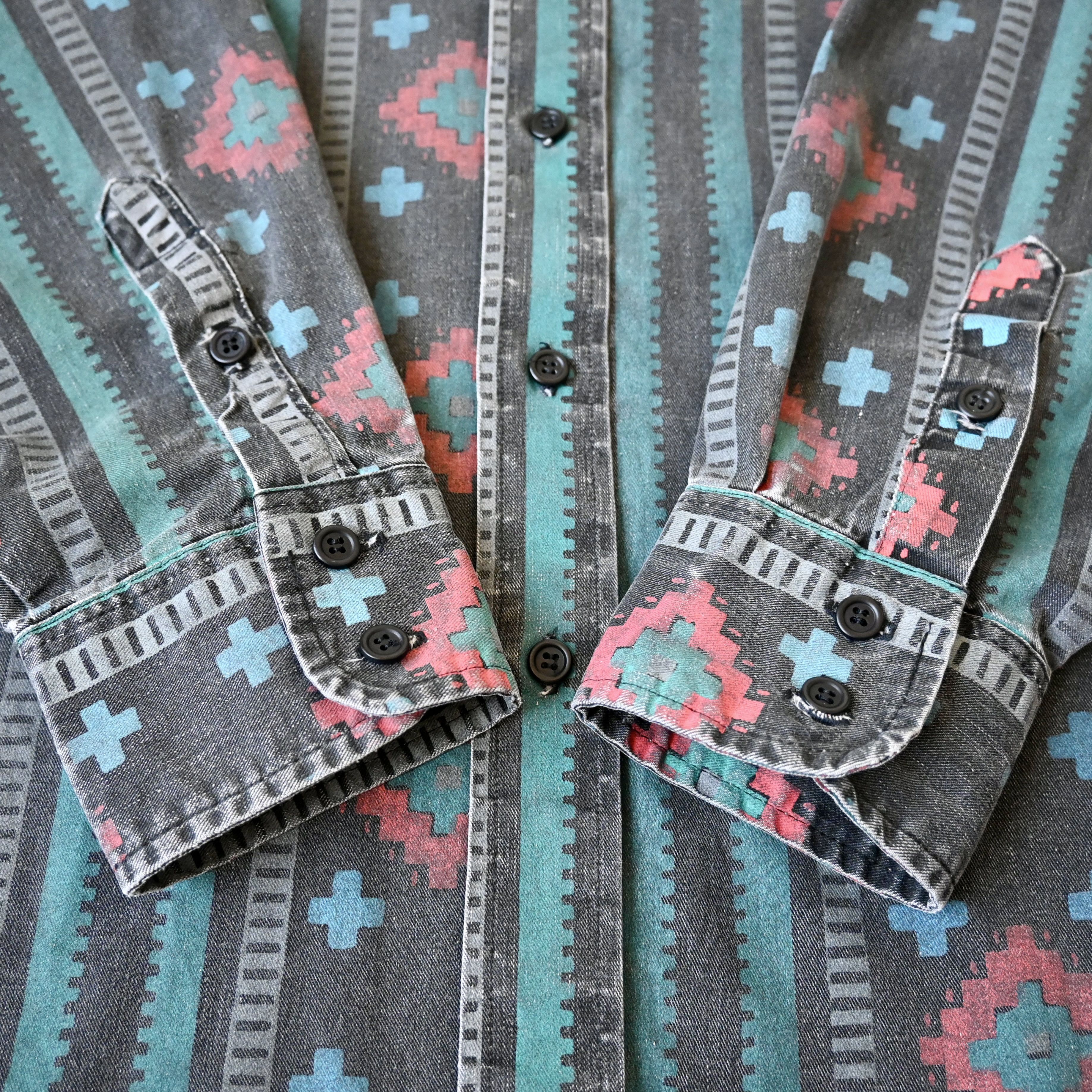 Vintage VTG Wrangler Brushpopper cape shirt Aztec Navajo 16.5-35 Size US L / EU 52-54 / 3 - 6 Thumbnail