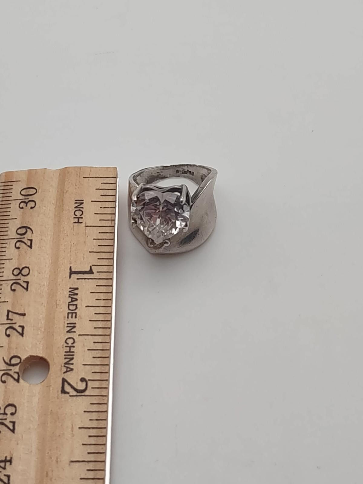 Sterling Silver Sterling Silver Heart Cut CZ Ring Mexico 925 9.4g Size 6 Size ONE SIZE - 3 Thumbnail