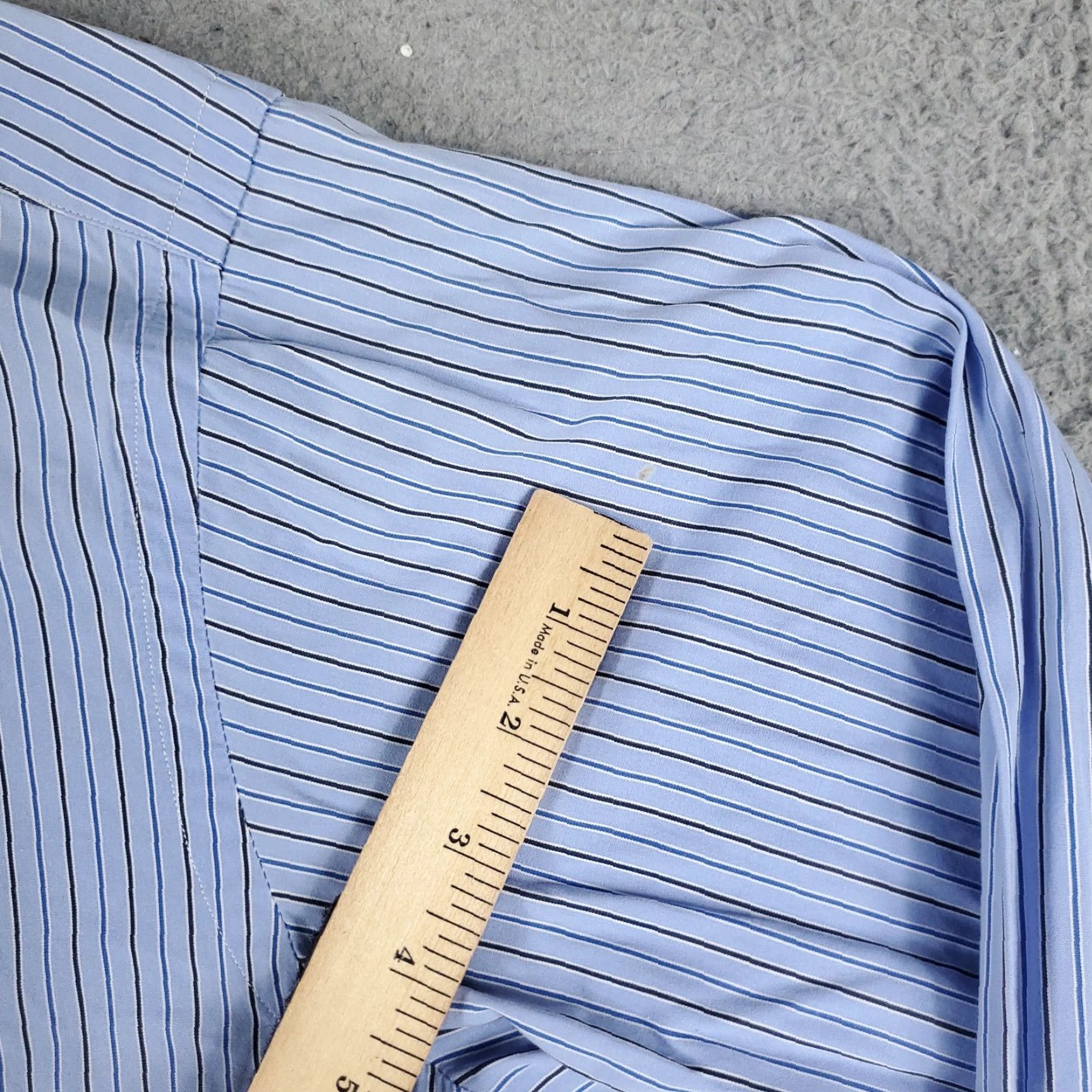 Ralph Lauren VINTAGE Ralph Lauren Shirt Mens 16.5 Blue Striped Dress Button-Down Long Sleeve, Regular, 100% Cotton, Non-Iron, Pockets, 90s/Classic Theme, Mens Size 42R - 4 Thumbnail