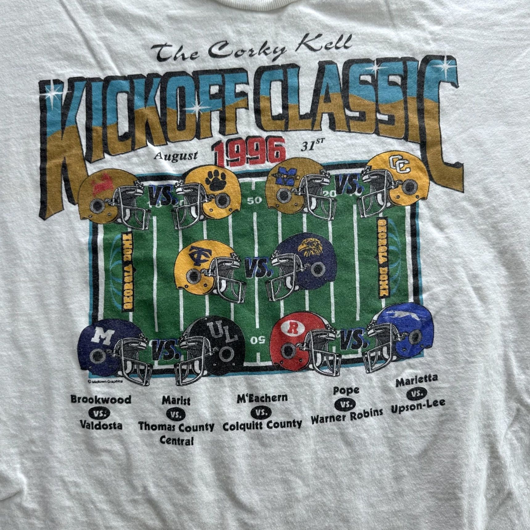 Delta VINTAGE Corky Kell Kickoff Classic Shirt Mens Large T-Shirt White 1996 90s Football Graphic Delta Size US L / EU 52-54 / 3 - 2 Thumbnail