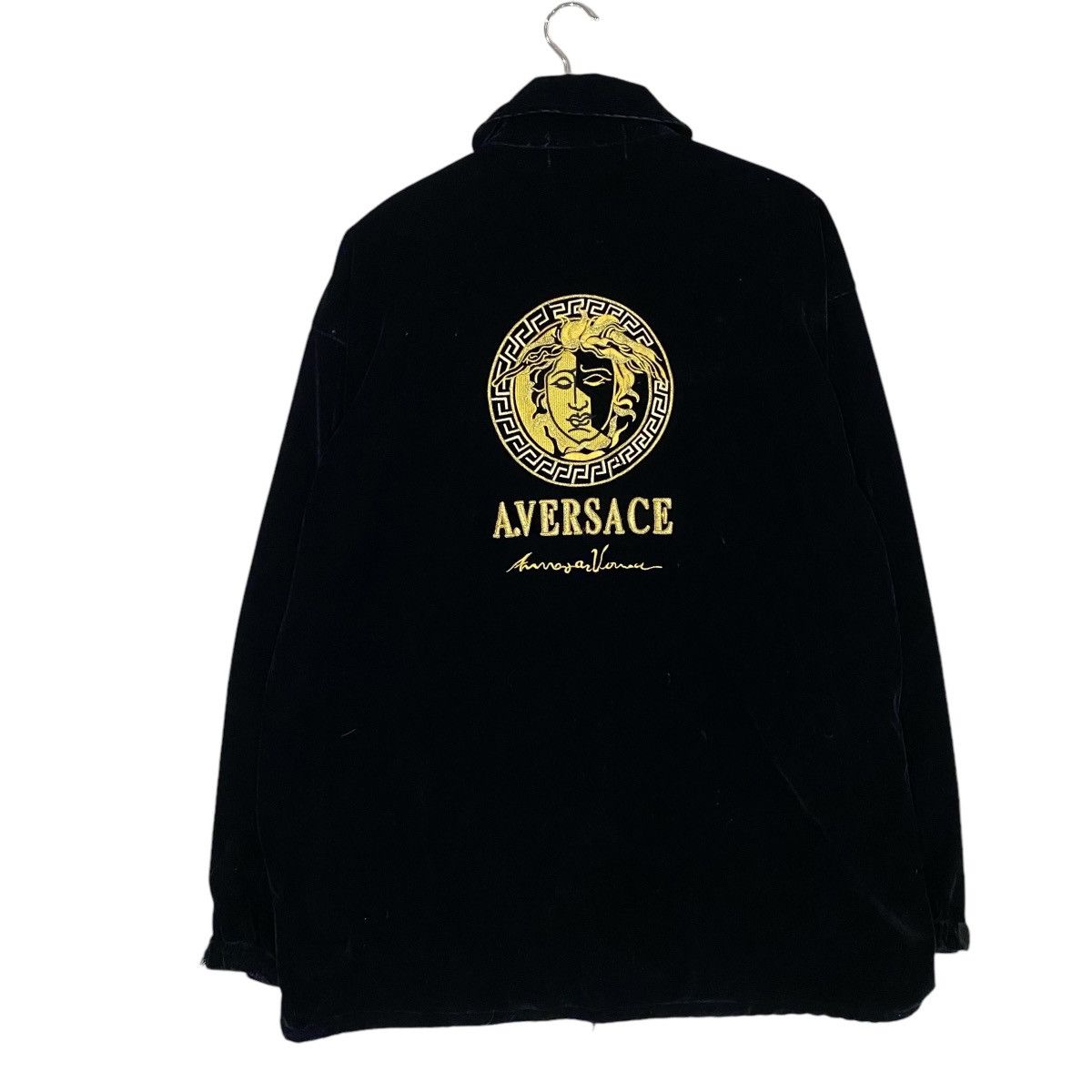 Designer × Velvet 🔥VINTAGE A.VERSACE MEDUSA BIG LOGO VELVET JACKET Size US L / EU 52-54 / 3 - 7 Thumbnail