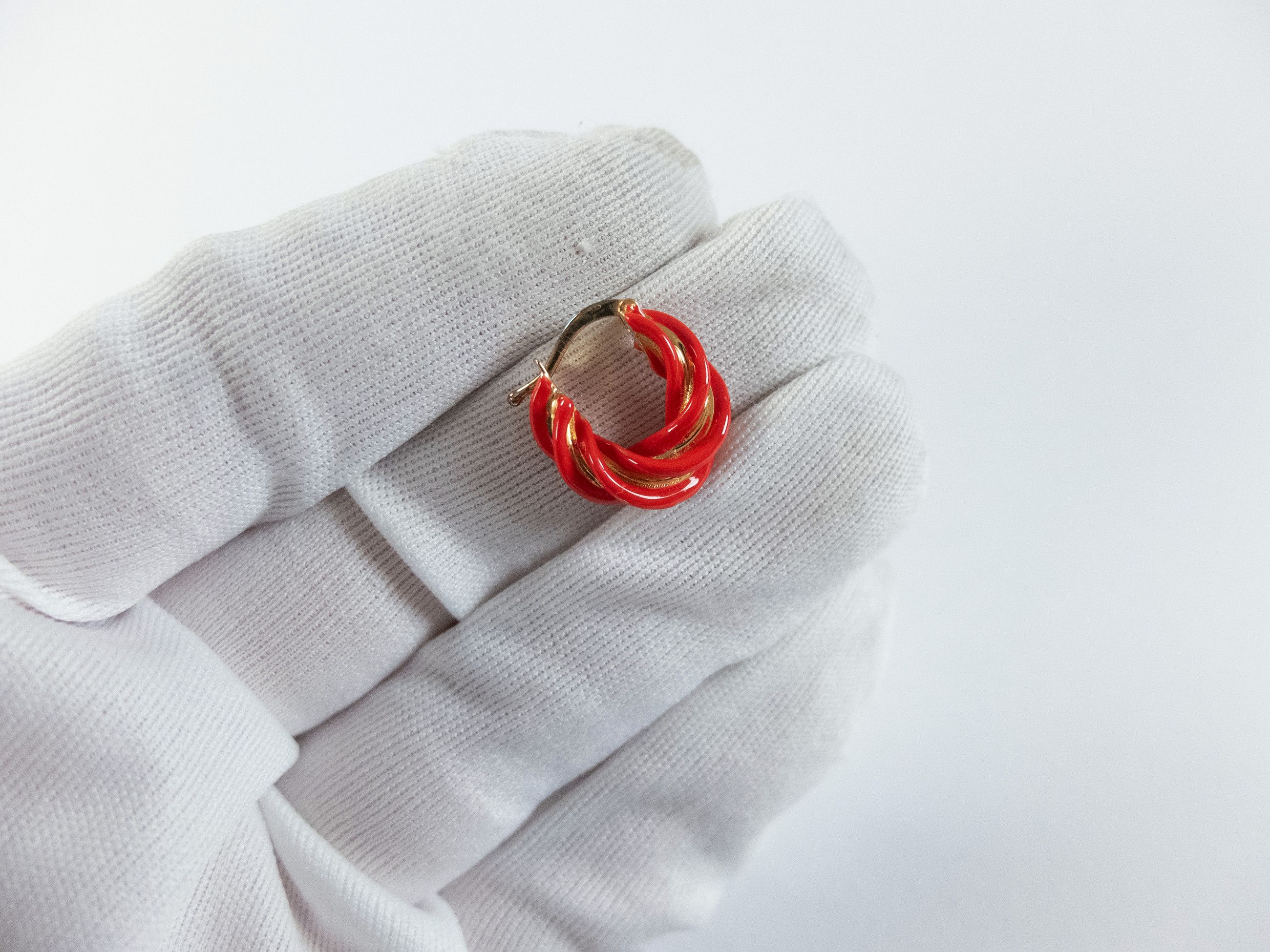 Bottega Veneta BOTTEGA VENETA Pillar twisted red silver hoop earrings q Size ONE SIZE - 9 Thumbnail