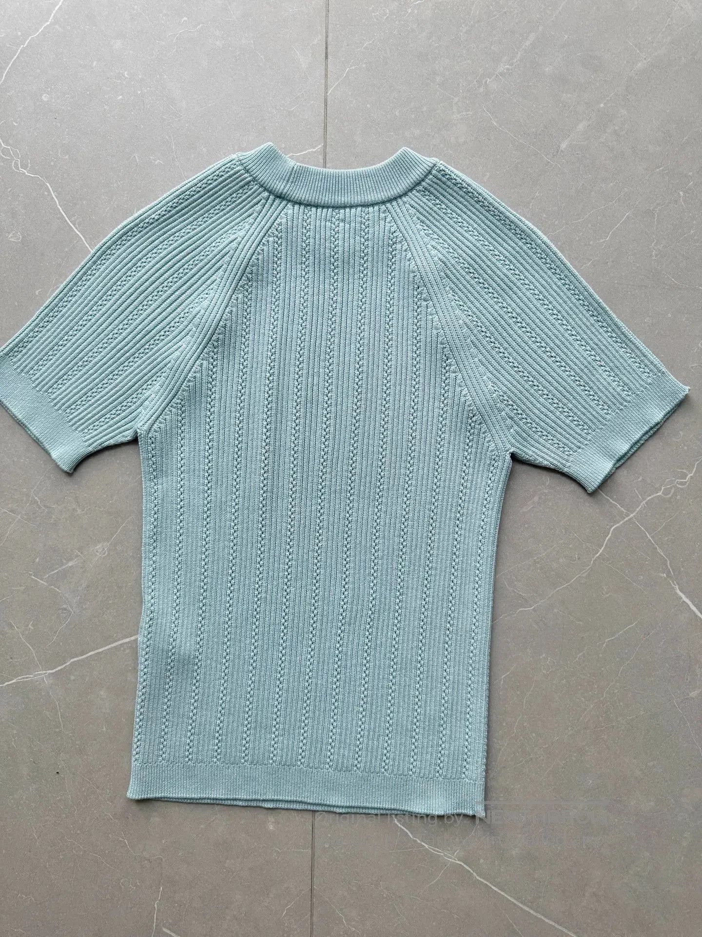 Balmain Balmain Light Blue Short-Sleeve Knit Top. Size S / US 4 / IT 40 - 3 Thumbnail