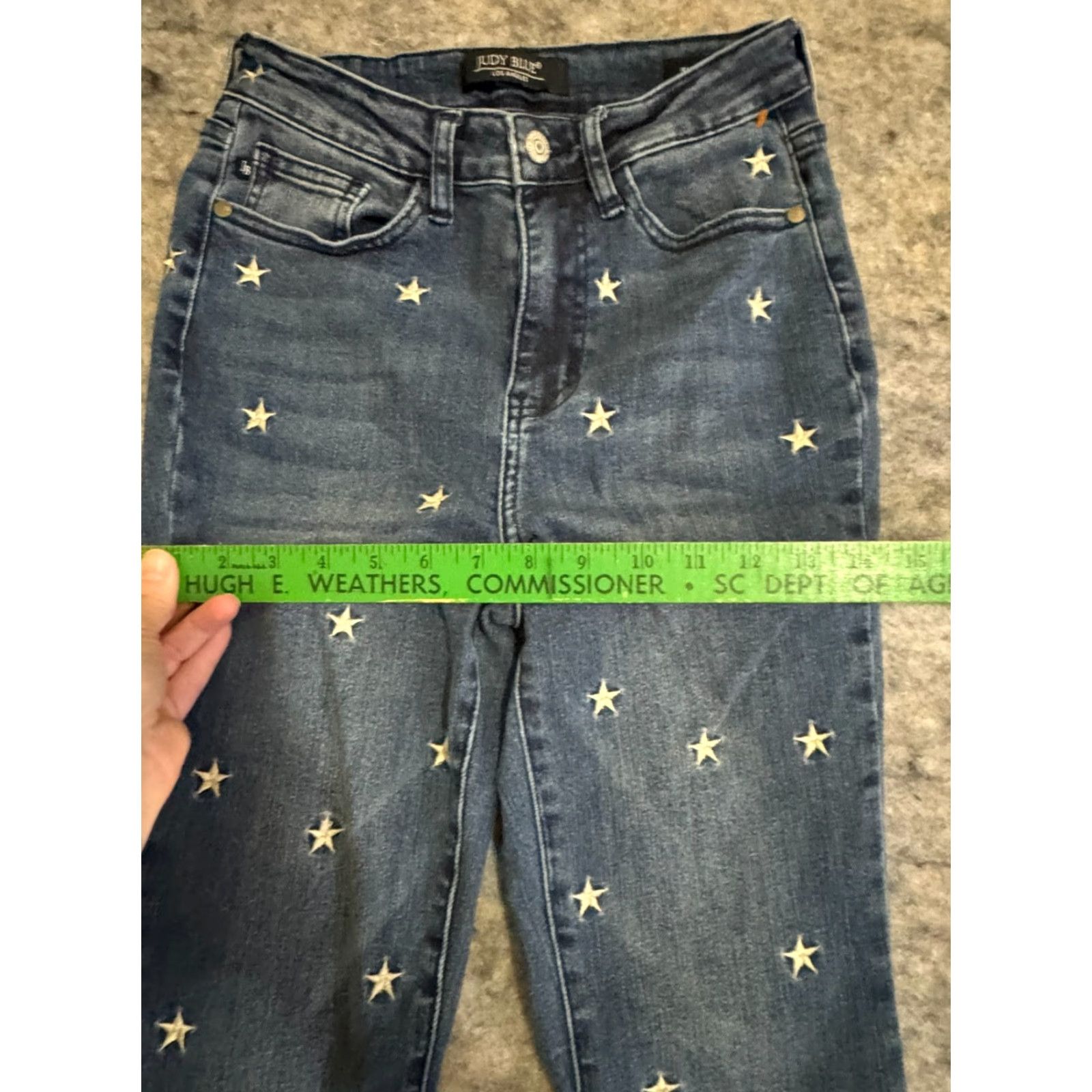 Vintage Judy Blue Women's Ultra High Rise Stars Jeans Flared 3/26 Denim Blue 5-Pocket Gunmetal Logo Belt Loops Regular Stretch Vintage: No Size 26" / US 2 / IT 38 - 6 Thumbnail