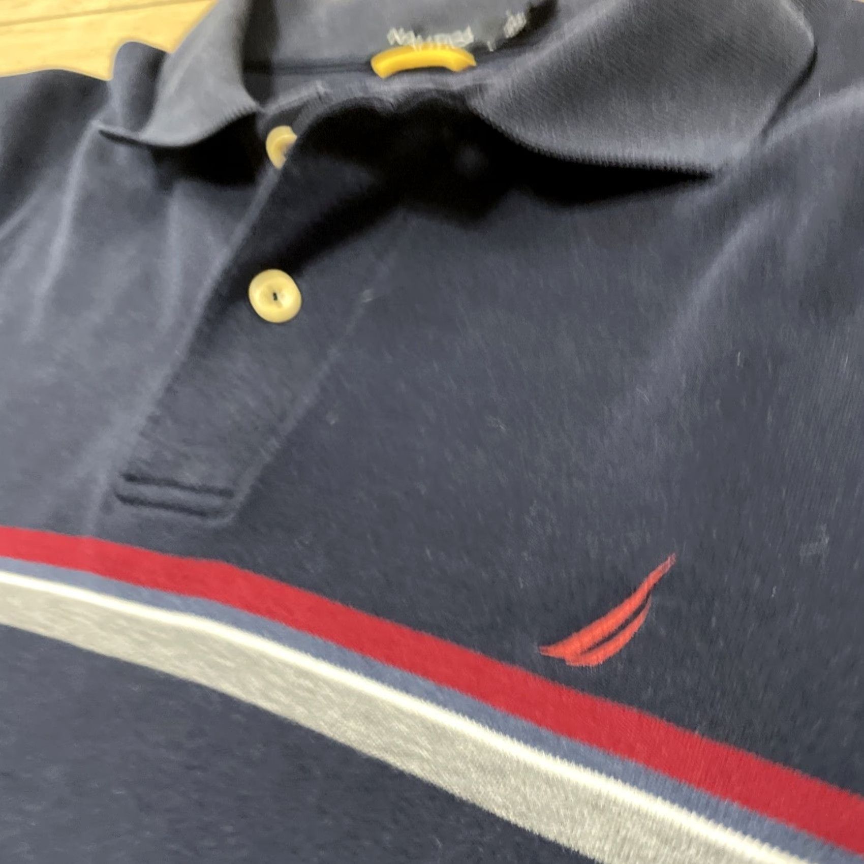 Nautica Nautica Polo Sweater Men XL Blue White Red Y2K CenterStripe Preppy Quarter Rugby Shirt Sweater Size US XL / EU 56 / 4 - 6 Thumbnail