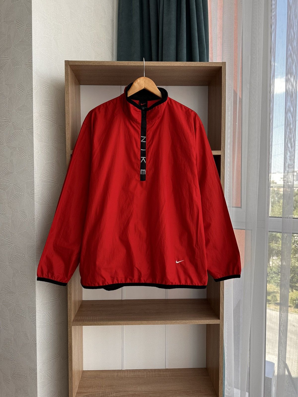 Pre-owned Nike X Vintage Nike Red Nylon Y2k Light 1/4 Zip Track Jacket