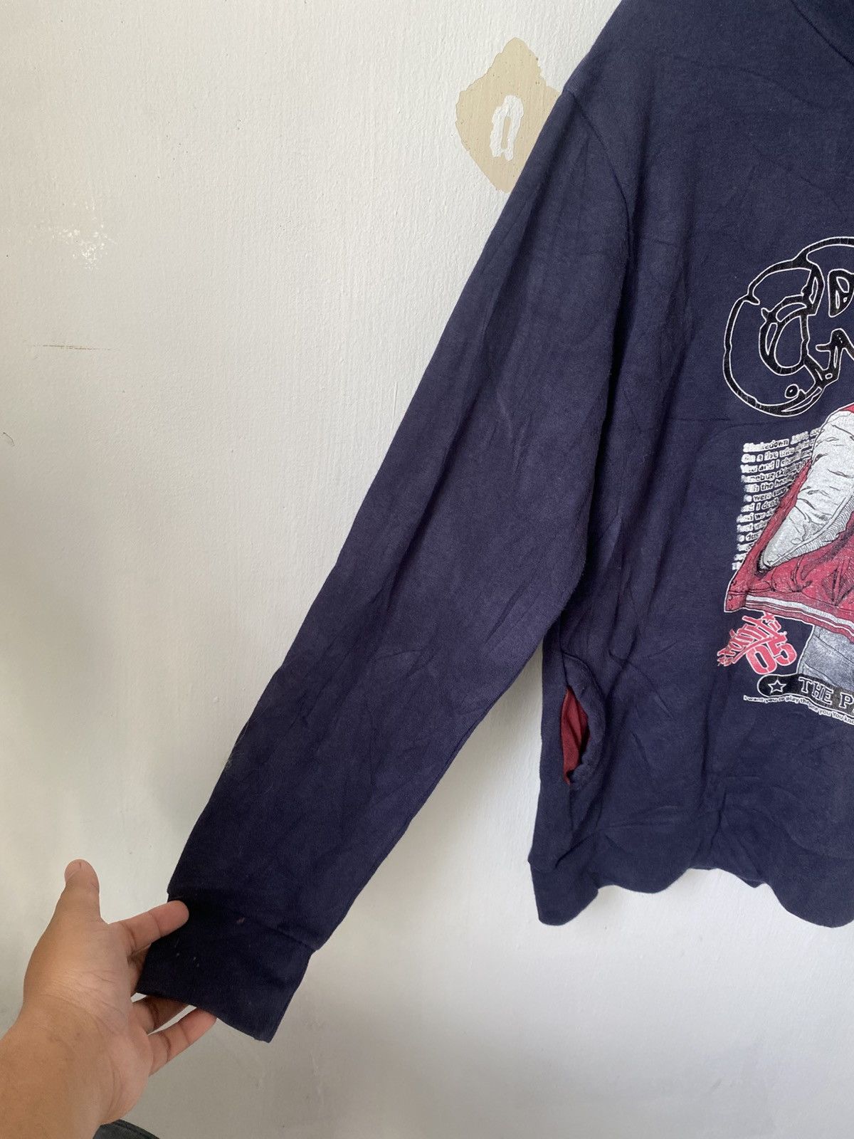 Japanese Brand Vintage Y2K Graphic Hoodie Navy Red Grunge Streetwear Size US M / EU 48-50 / 2 - 3 Thumbnail