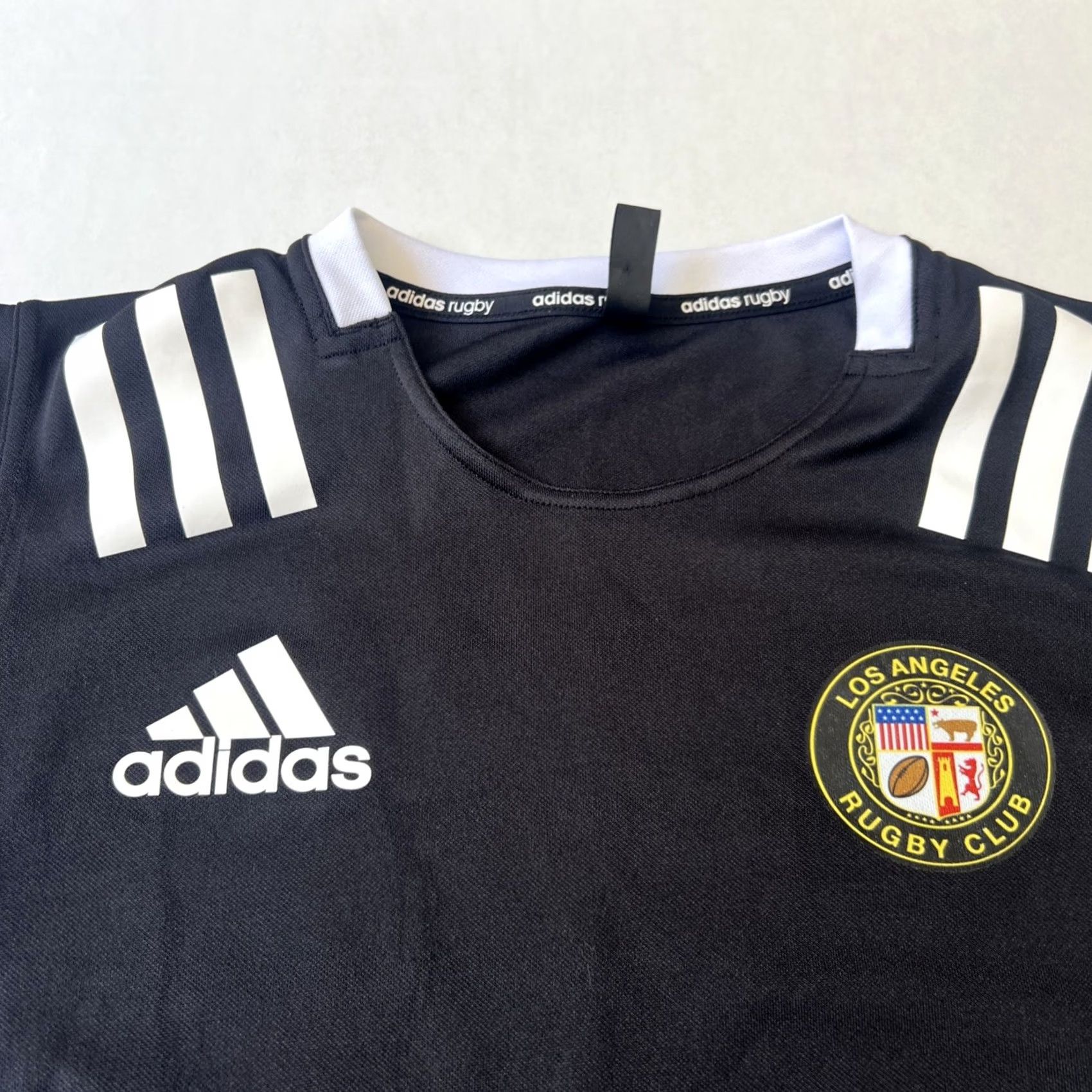 Adidas VINTAGE Adidas Polo Shirt Ladies Black Large Rugby Club Logo Limited Edition Double-Sided Size L / US 10 / IT 46 - 2 Thumbnail