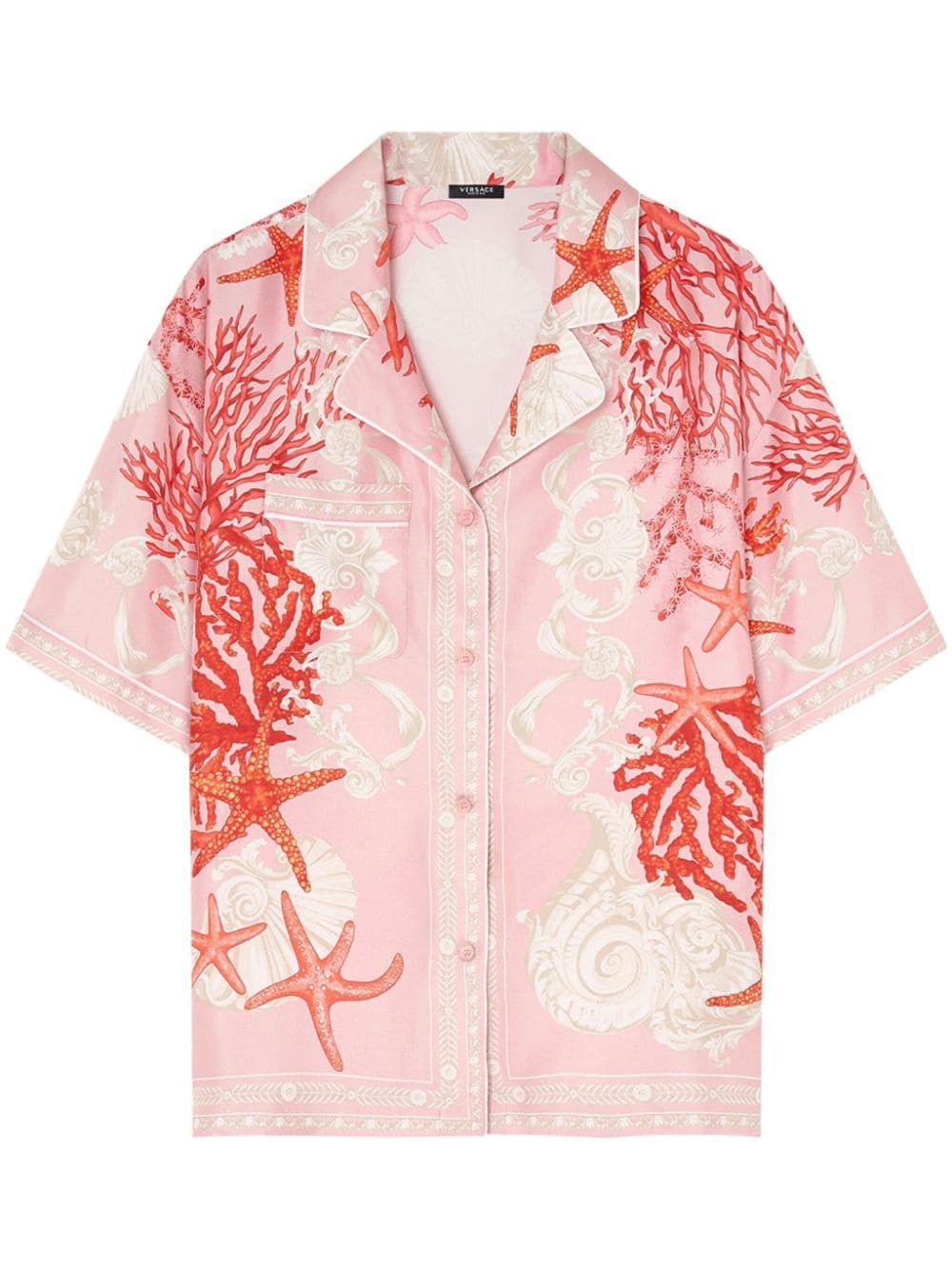 Versace o1s22i1n1024 Silk Baroque Shirt in Pink Size S / US 4 / IT 40 - 1 Thumbnail