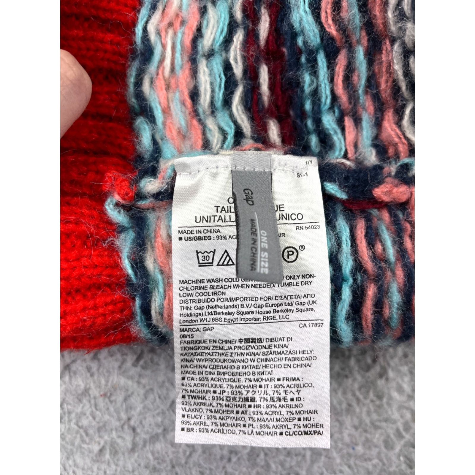 Gap GAP Beanie Hat Womens One Size Red Blue Knit Floral Mohair Blend Pom - Beanie, Hat, Womens, One Size, Red, Floral, Mohair Blend, Knit, Ski Theme Size ONE SIZE - 6 Thumbnail