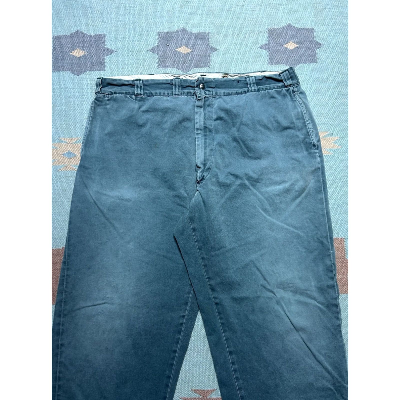 Vintage VINTAGE 1950s Chino Twill Work Pants Sage Green Sail Cloth Talon Zip 40x29 Men Pants Size US 40 / EU 56 - 4 Thumbnail
