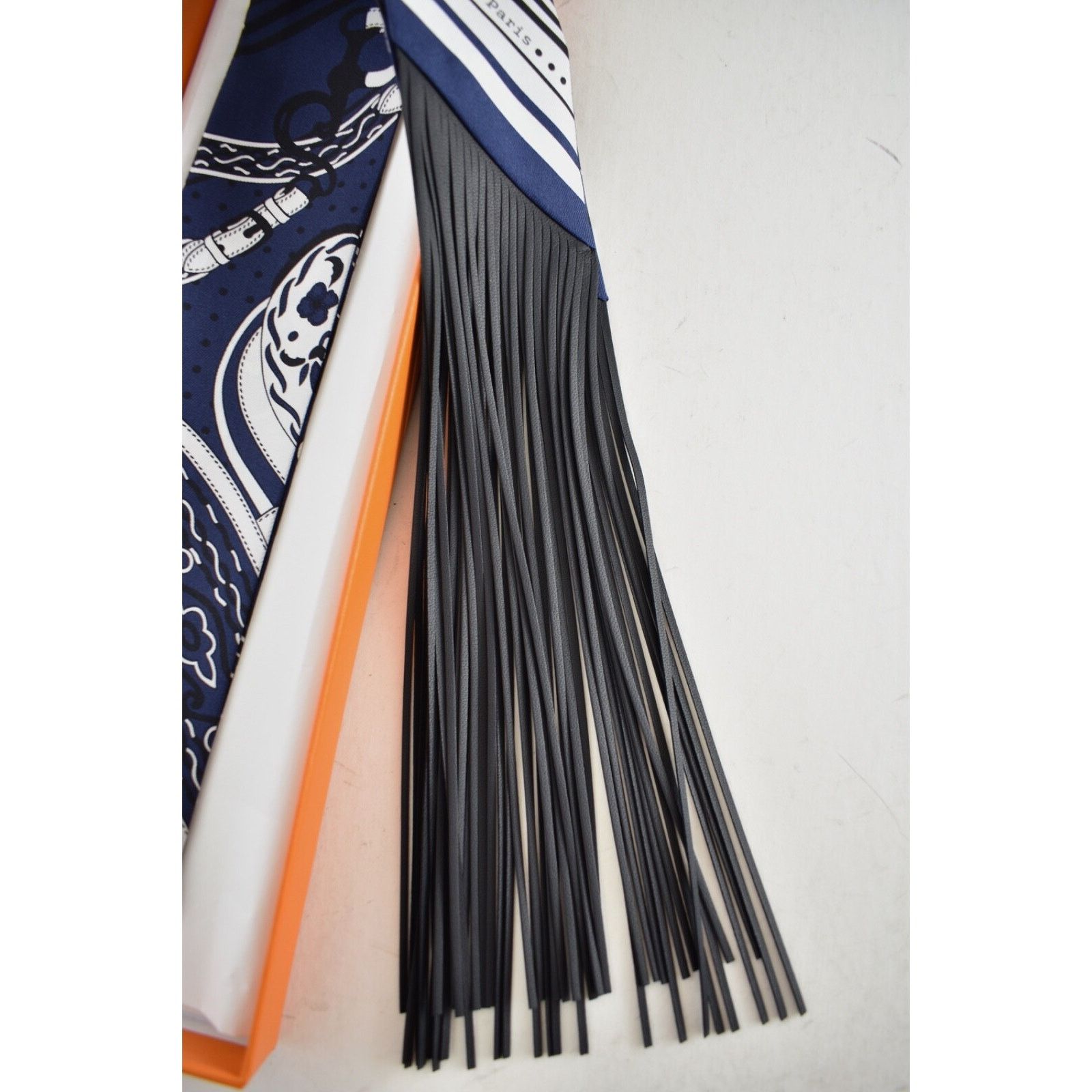 Hermes Hermes Scarf Festival Des Amazones Noir Black Fringe Leather Size ONE SIZE - 7 Thumbnail