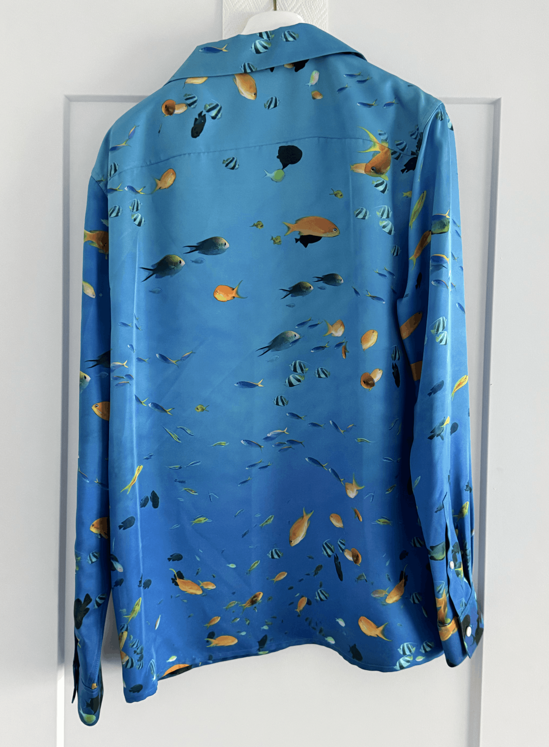 Loewe Turquoise 100% Silk Aquarium Print Shirt Size 39 Size US M / EU 48-50 / 2 - 6 Thumbnail