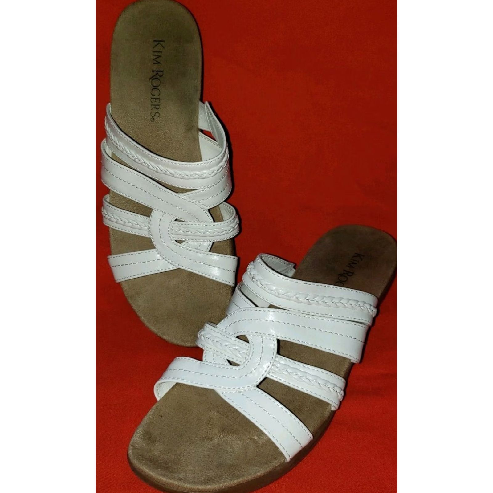 Vintage Kim Rogers Domina Women's Strappy Slide Sandal White 7.5M Wedge Heel Size US 8 / IT 38 - 7 Thumbnail