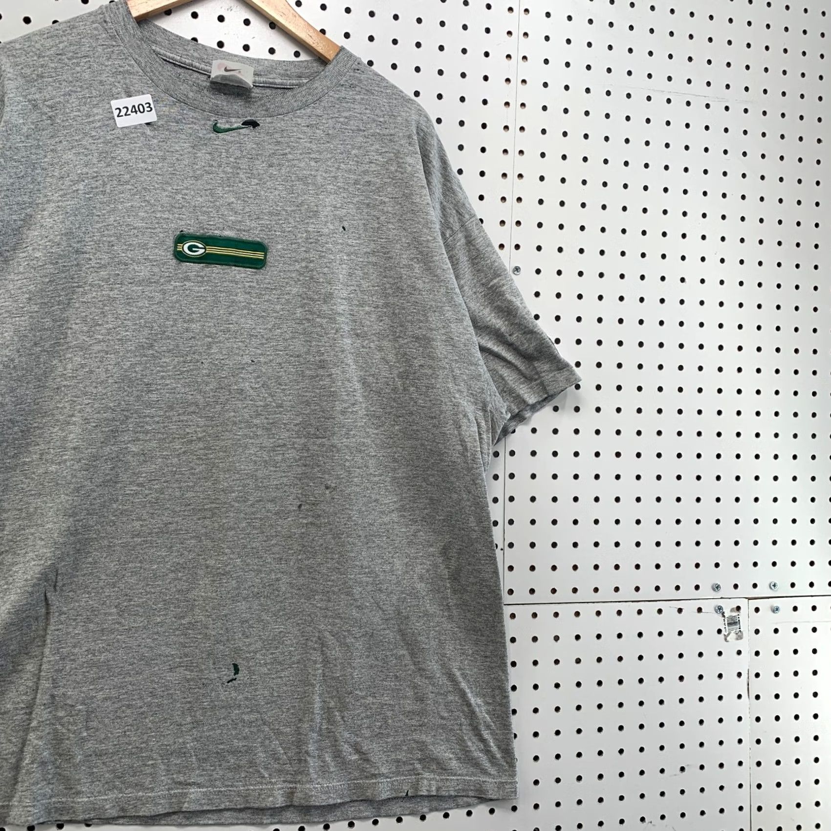 Nike VINTAGE Nike Green Bay Packers Shirt XL Gray Center Swoosh Distressed 90s Size US XL / EU 56 / 4 - 3 Thumbnail