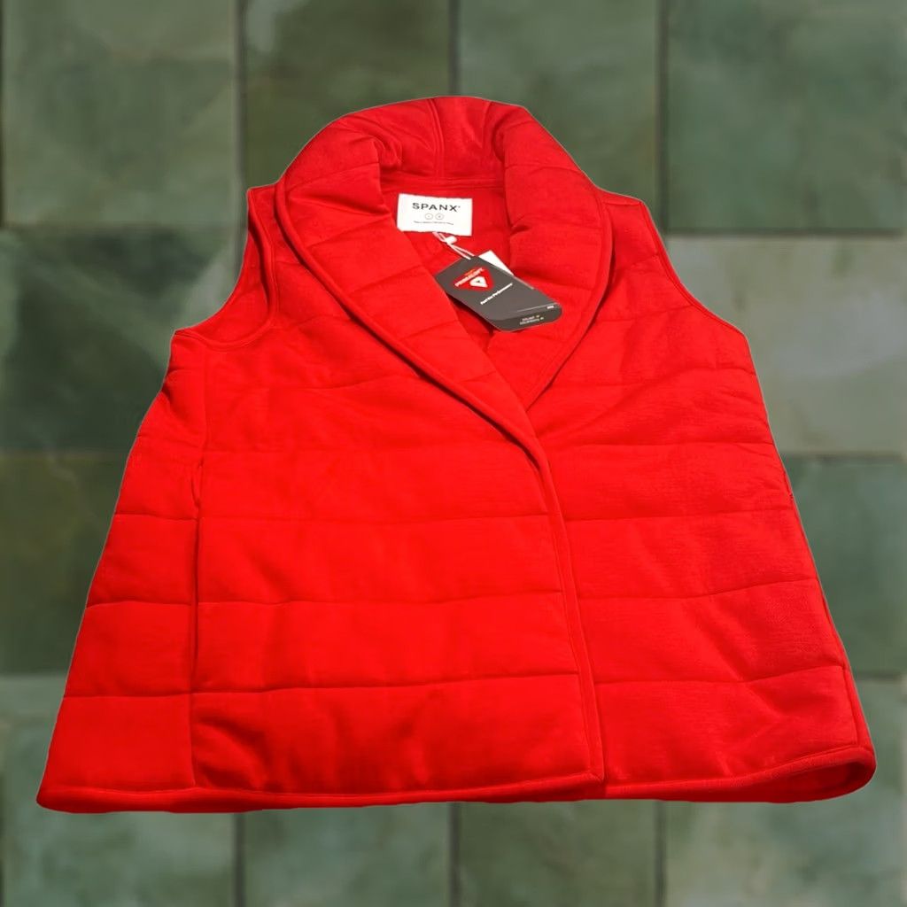 Spanx SPANX AirEssentials Puffer Vest Women's L Red Sleeveless Mid-Length Polyester Wool? No Waist Tie NWT Vintage: No Size L / US 10 / IT 46 - 1 Thumbnail