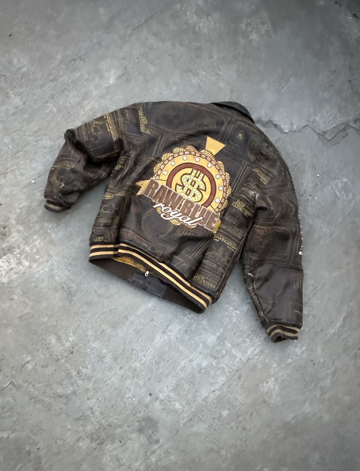 Pelle Pelle Vintage Y2K Raw Blue “Bank Roll Crew” Leather Jacket Size US XL / EU 56 / 4 - 2 Thumbnail