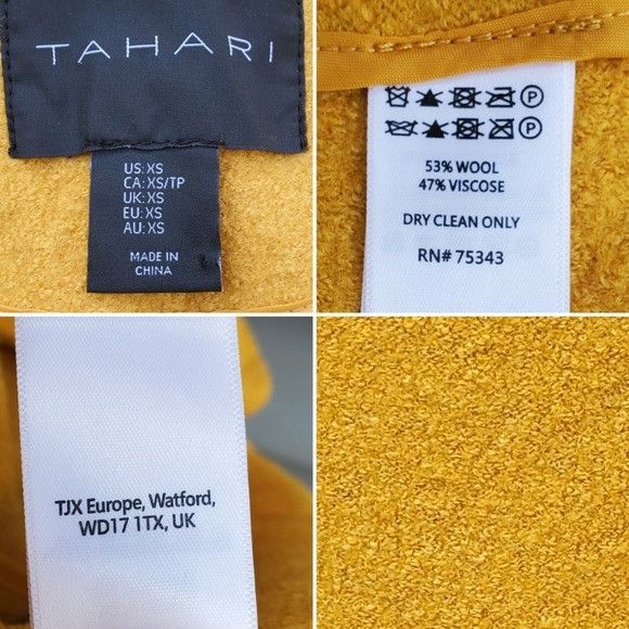 Elie Tahari Tahari Mustard Yellow Boucle Nubby Wool Lagenlook Wool Blend Size XS / US 0-2 / IT 36-38 - 5 Thumbnail