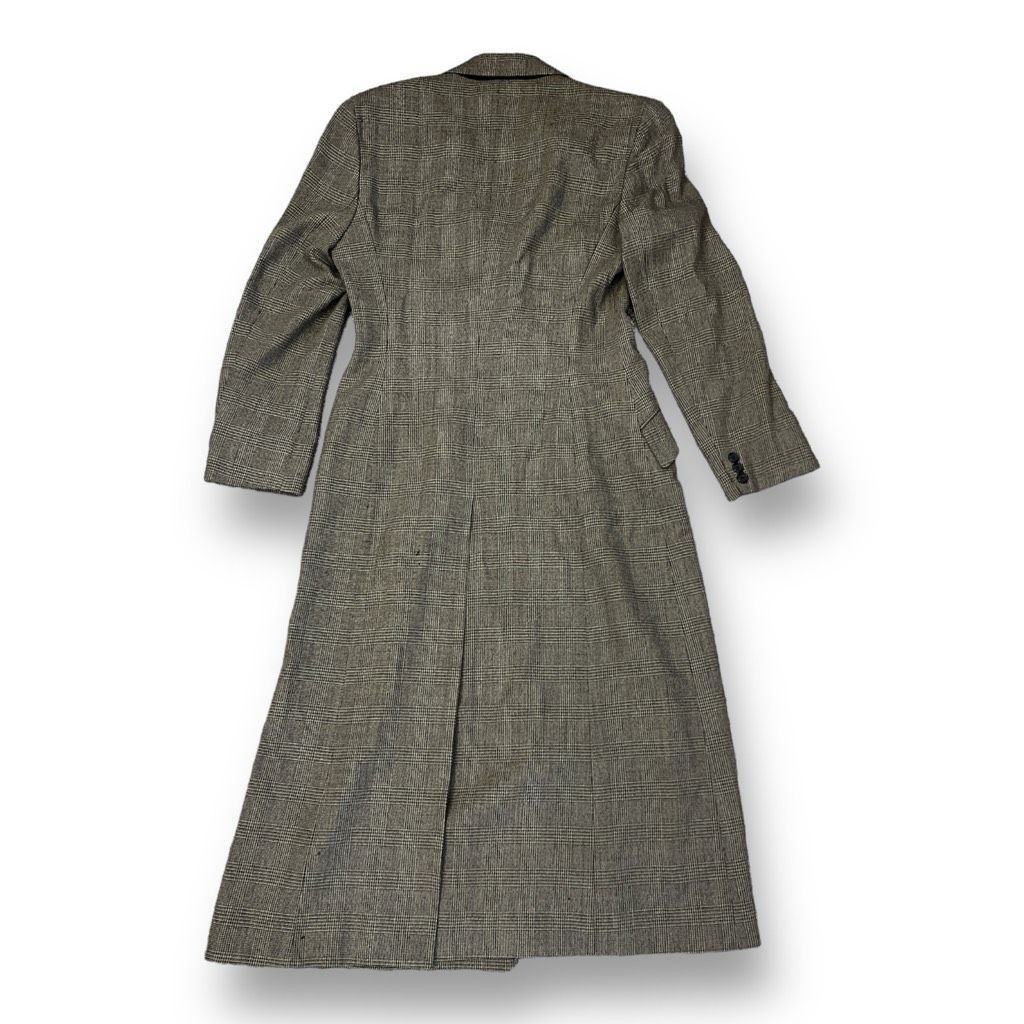 DKNY Vintage 100% Wool Plaid Lightweight Trench Coat Long Jacket