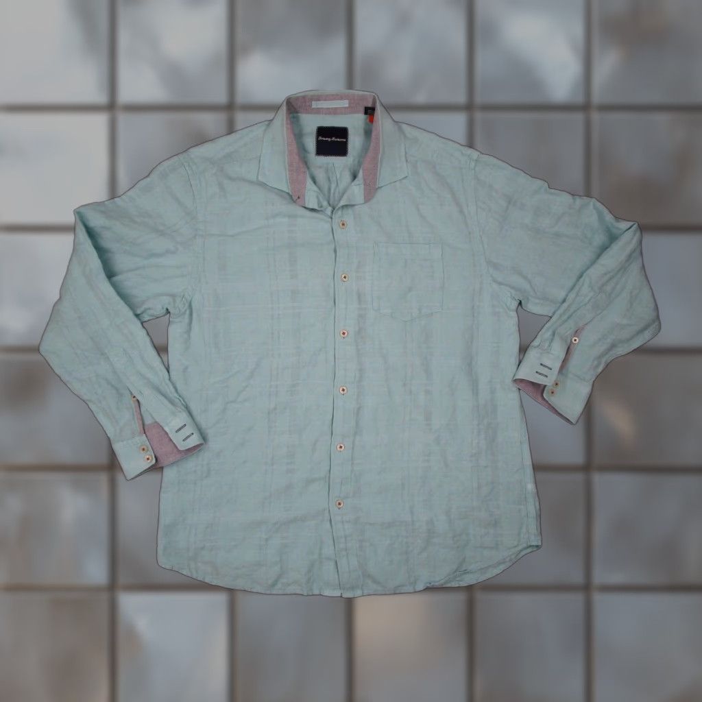 Tommy Bahama Tommy Bahama Shirt Mens Large Blue Linen Blend Button Up Travel Flip Cuff Shirt Mens L Blue Linen Blend Button-Up Casual Beach Holiday 2010s Size US L / EU 52-54 / 3 - 1 Thumbnail