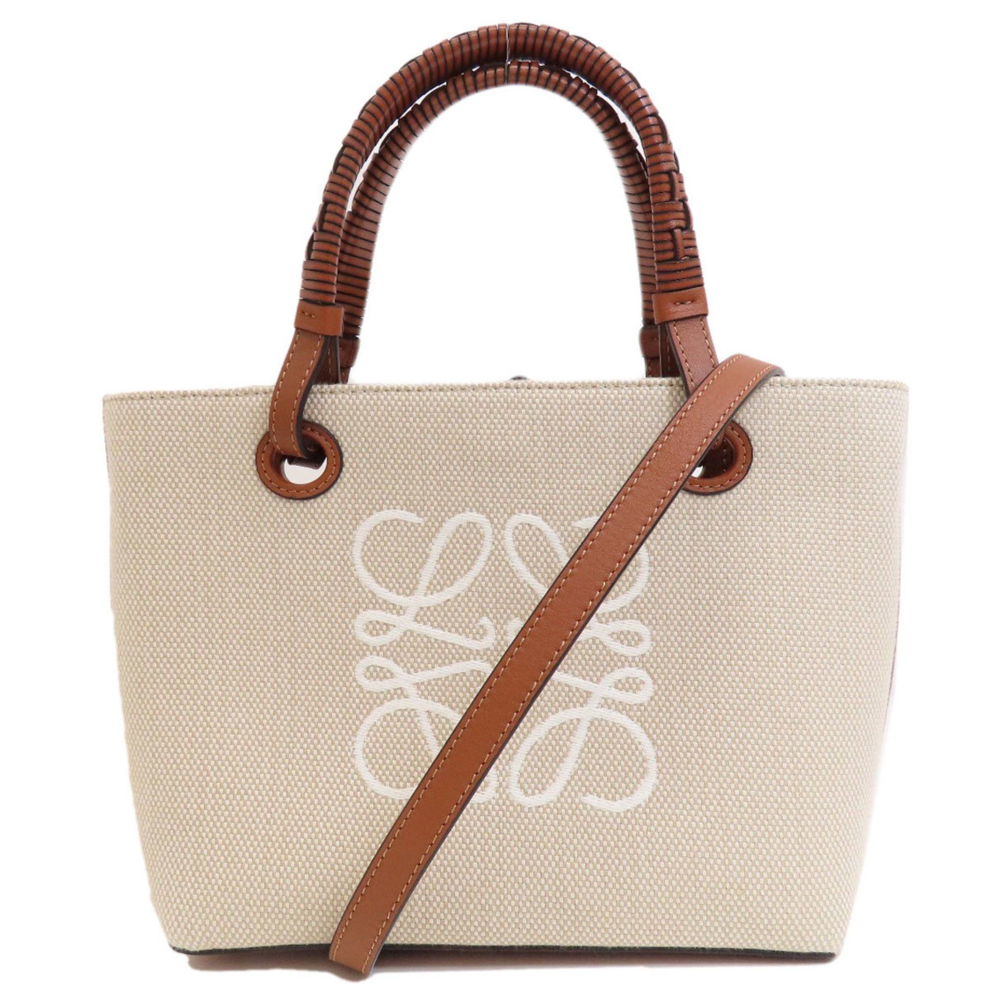 image of Loewe Anagram Tote Handbag Calf/jacquard Women's in Beige