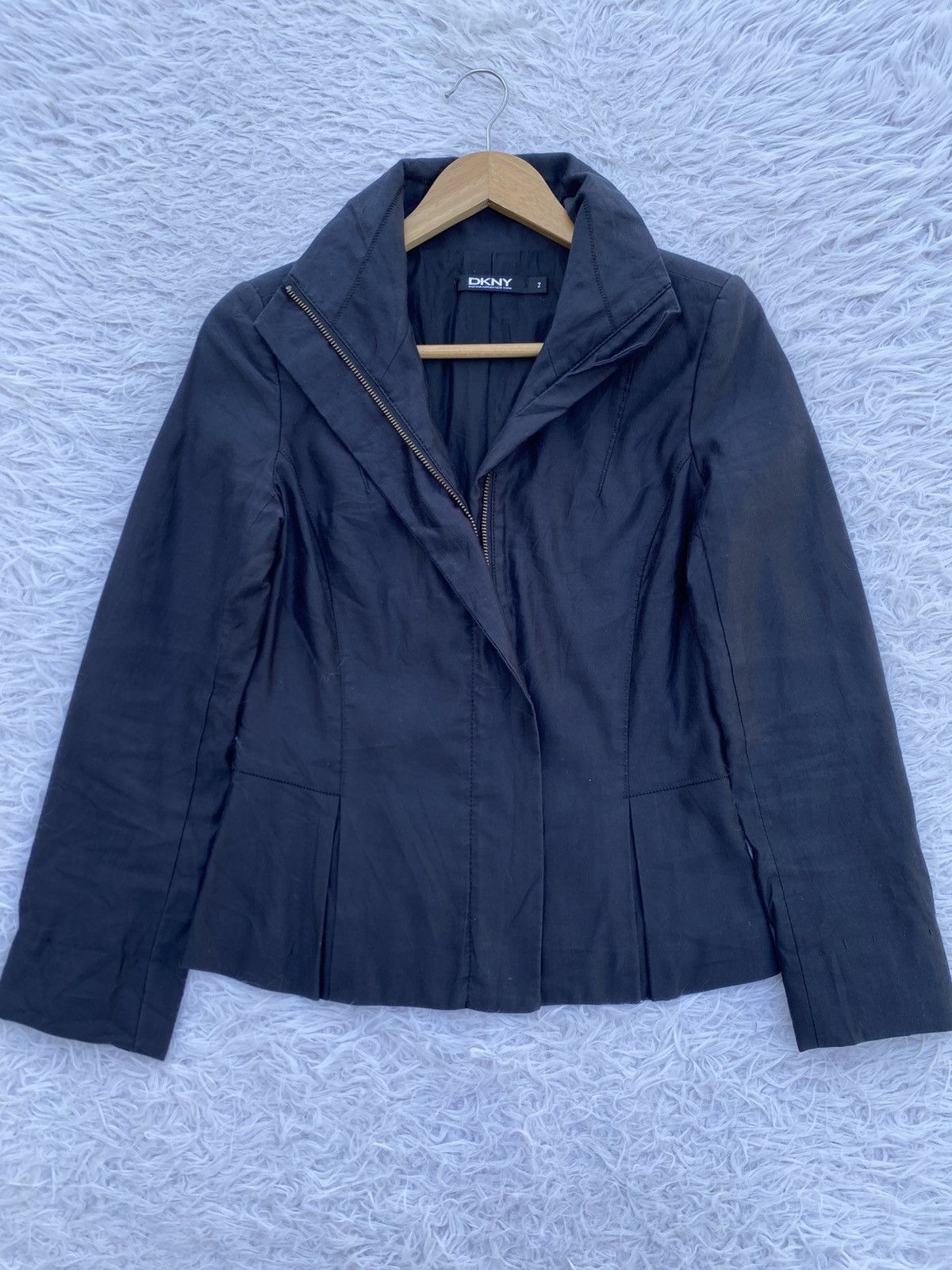 DKNY Rare DKNY Classic Black Cotton Zipper Jacket Size XS / US 0-2 / IT 36-38 - 5 Thumbnail