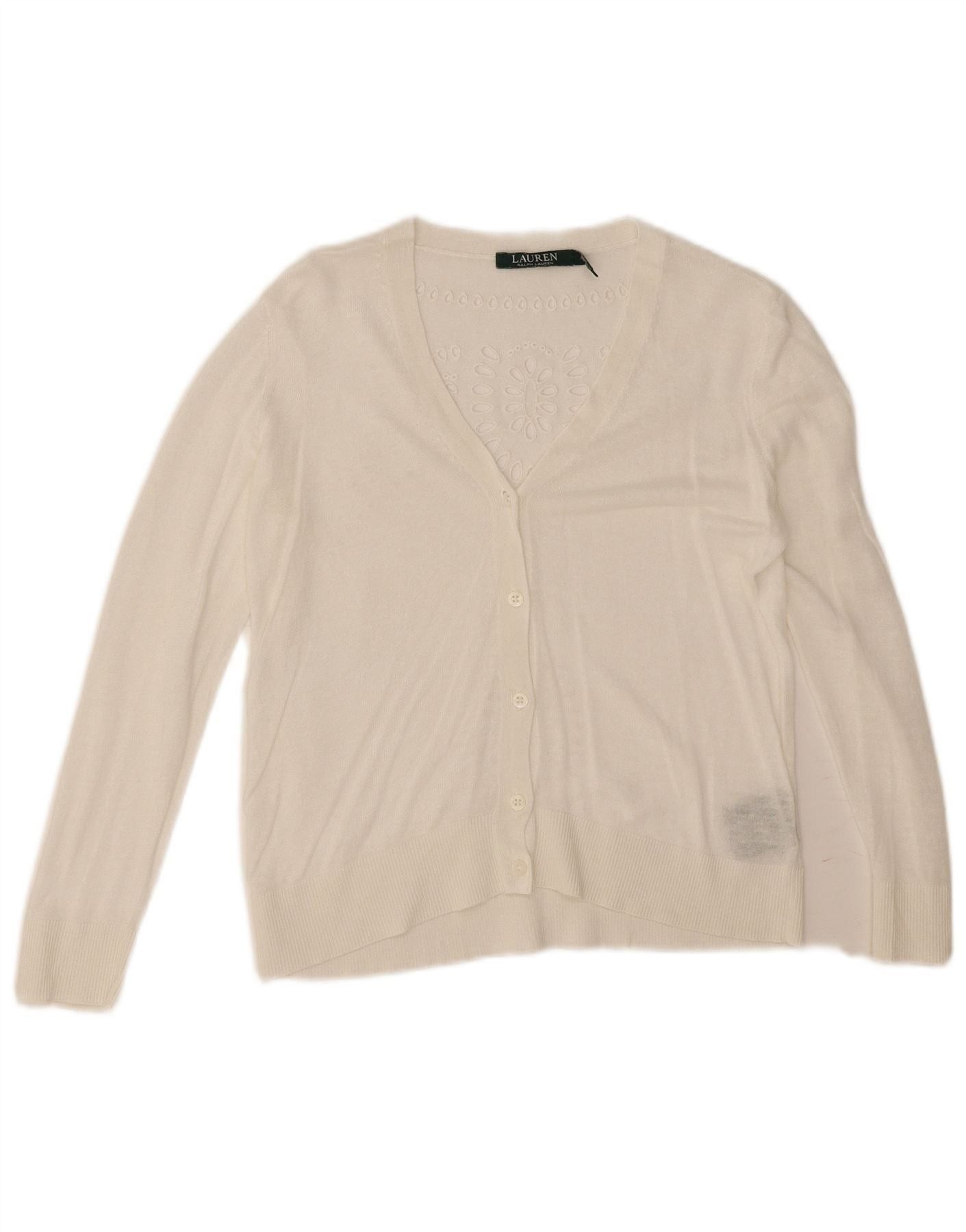 Ralph Lauren Womens Overd Bolero Jumper UK 6 XS Off White Linen Size M / US 6-8 / IT 42-44 - 1 Thumbnail