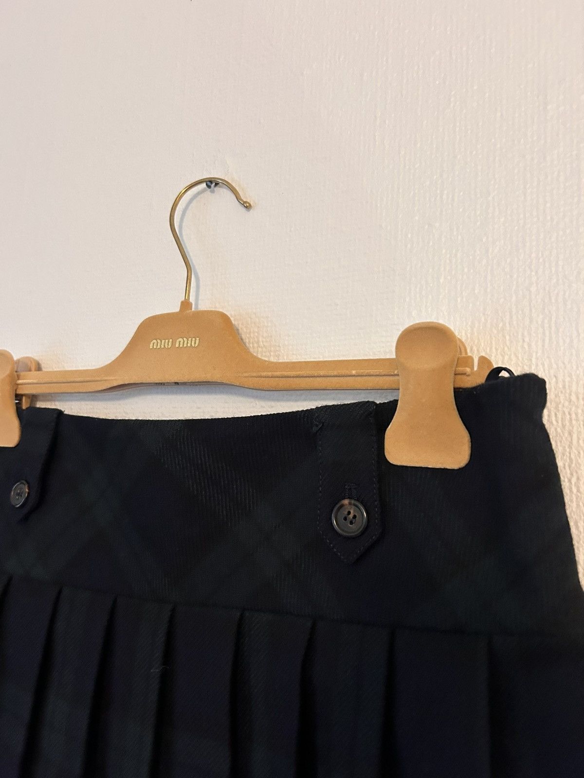 Miu Miu Miu Miu Check Virgin Wool Logo Skirt Size 26" / US 2 / IT 38 - 4 Thumbnail