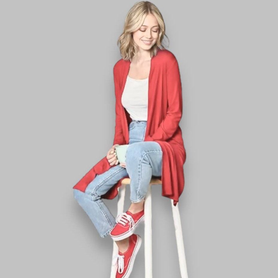 Neiman Marcus Neiman Marcus Soft Red Cotton Cardigan | Size L Size L / US 10 / IT 46 - 6 Thumbnail