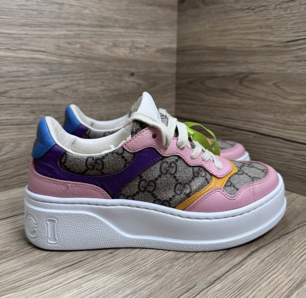 Gucci Gucci Chunky B Pink-Brown Cookie Sneakers J41 Size US 5 / IT 35 - 3 Thumbnail