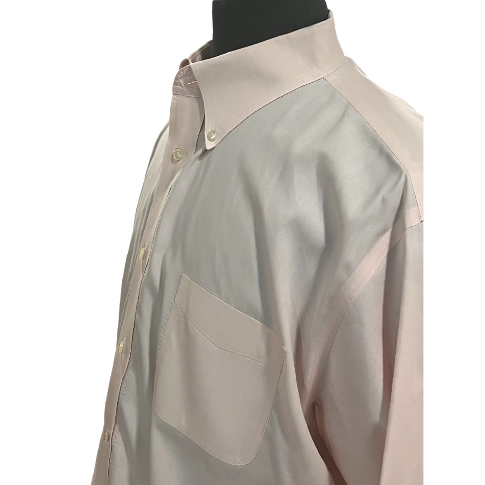 Lands' End VINTAGE Lands’ End No Iron Pinpoint Oxford Light Pink Mens Sz 17-35 L/S Dress Shirt EUC Size 46R - 3 Thumbnail