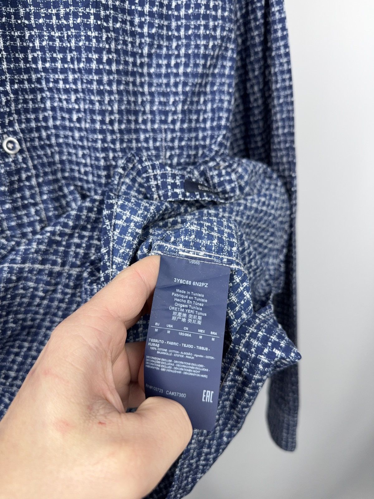 Armani Luxury Armani Jeans AJ SlimTextured Blue Button Up Shirt Size US M / EU 48-50 / 2 - 9 Thumbnail