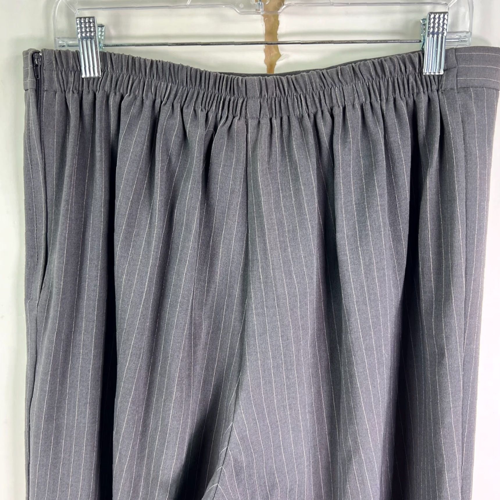 Vintage Larry Levine Gray Striped Stretch Dress Pants Womens Size 14W 34X27 NWOT Size 36" / US 14 / IT 50 - 6 Thumbnail