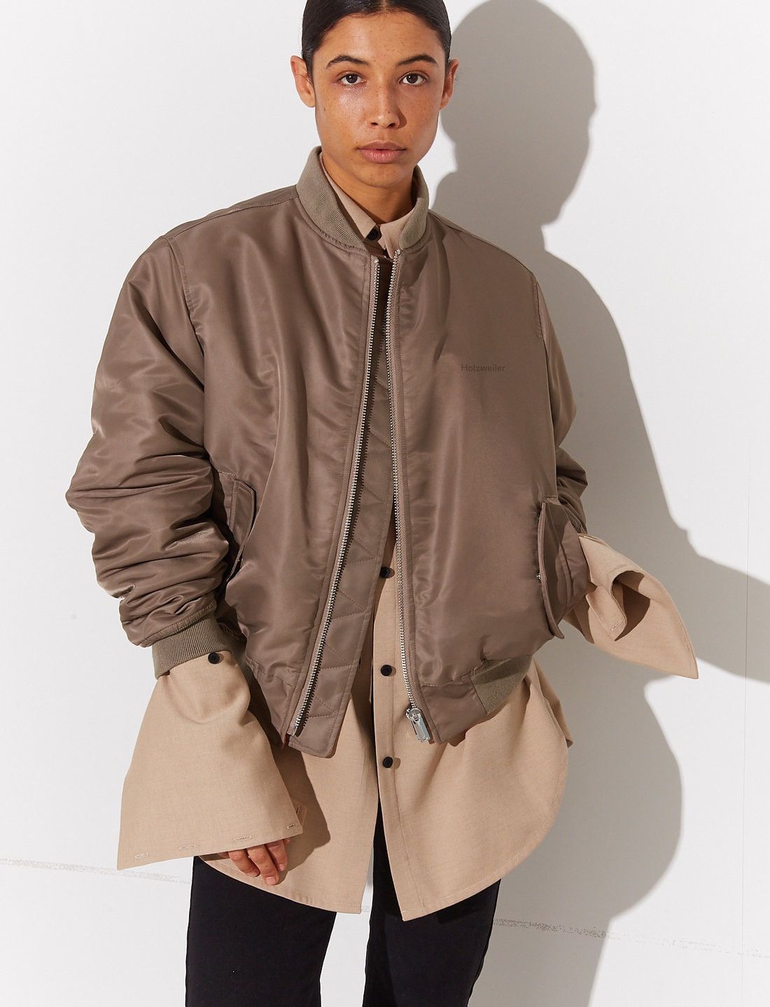 !DS! FW22 Holzweiler Khaki Reversible Reb Bomber Jacket