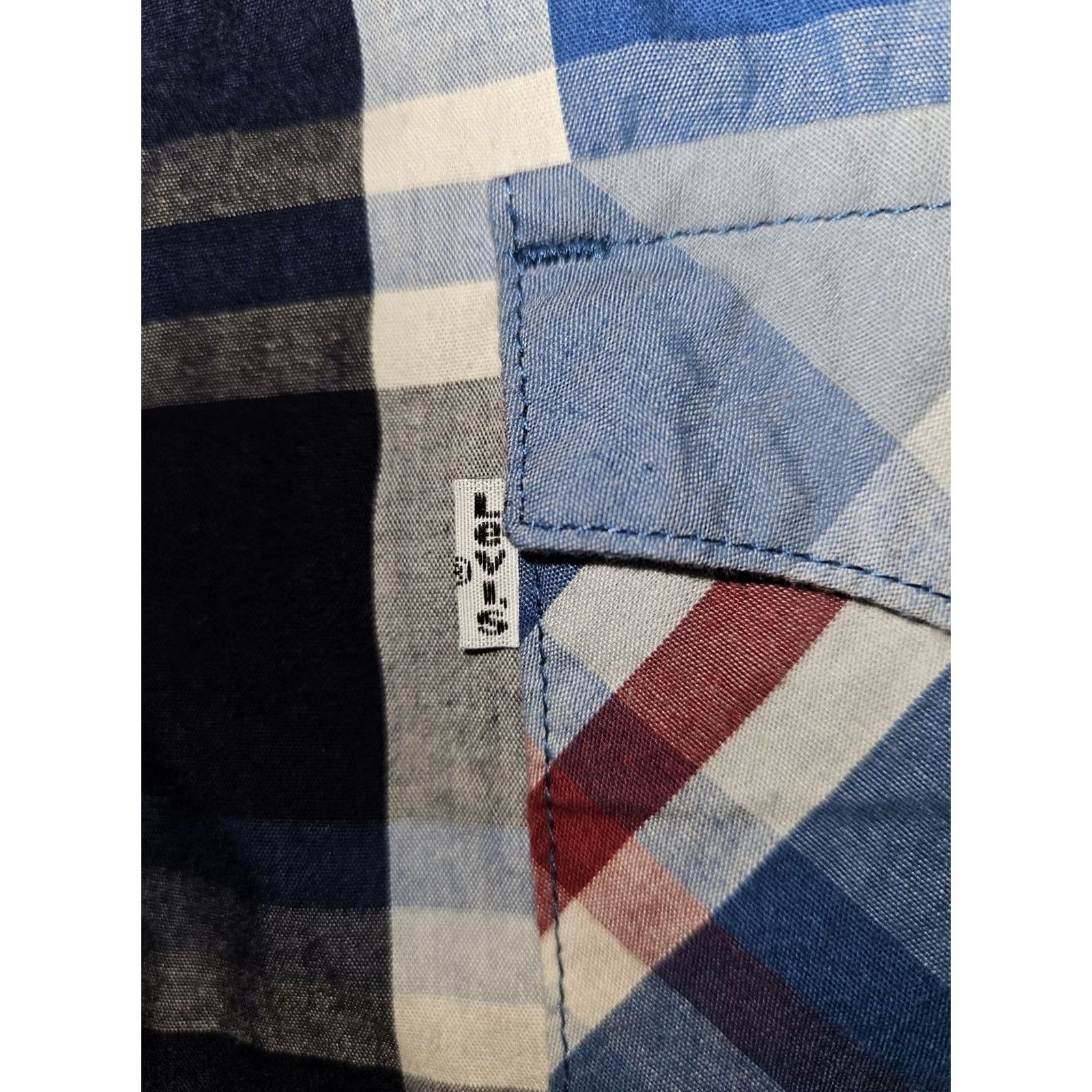 Levi's Levis Shirt Mens Large Blue Red Plaid Pearl Snap Western Long Sleeve Cowboy Size US L / EU 52-54 / 3 - 7 Thumbnail