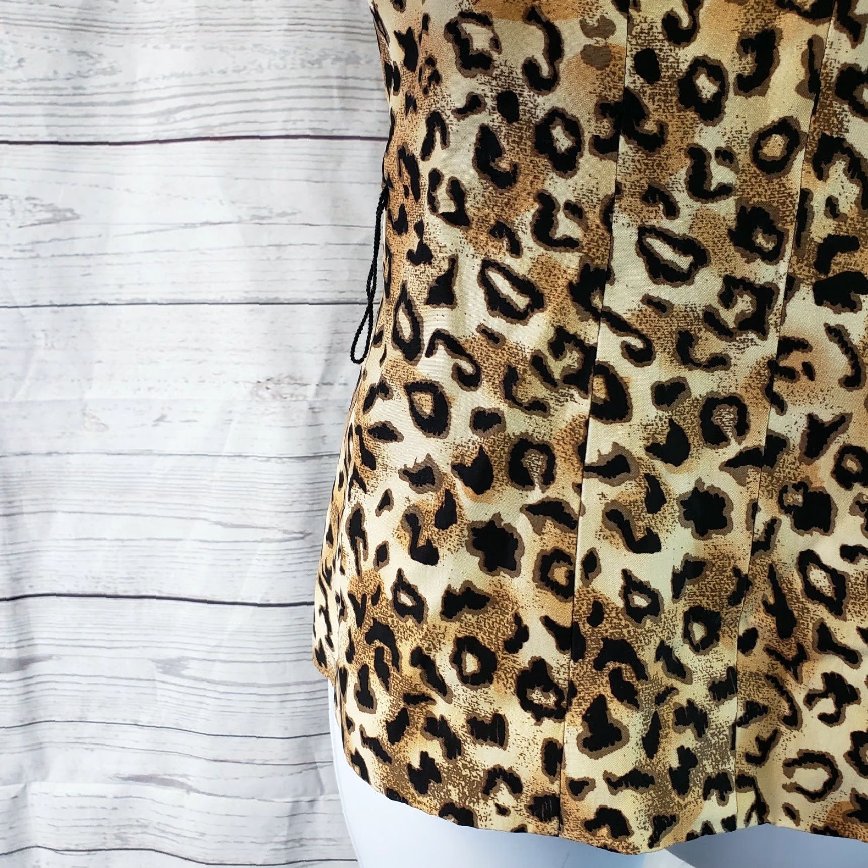 Vintage Classiques Entier Womens Blazer Jacket 3/4 Sleeve Animal Print Brown Black XS/S Small Adult Womens Size S / US 4 / IT 40 - 5 Thumbnail