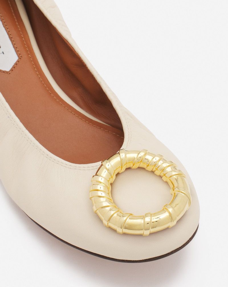 Lanvin o1y0326 Ballet Flats in Cream Size US 7 / IT 37 - 2 Thumbnail
