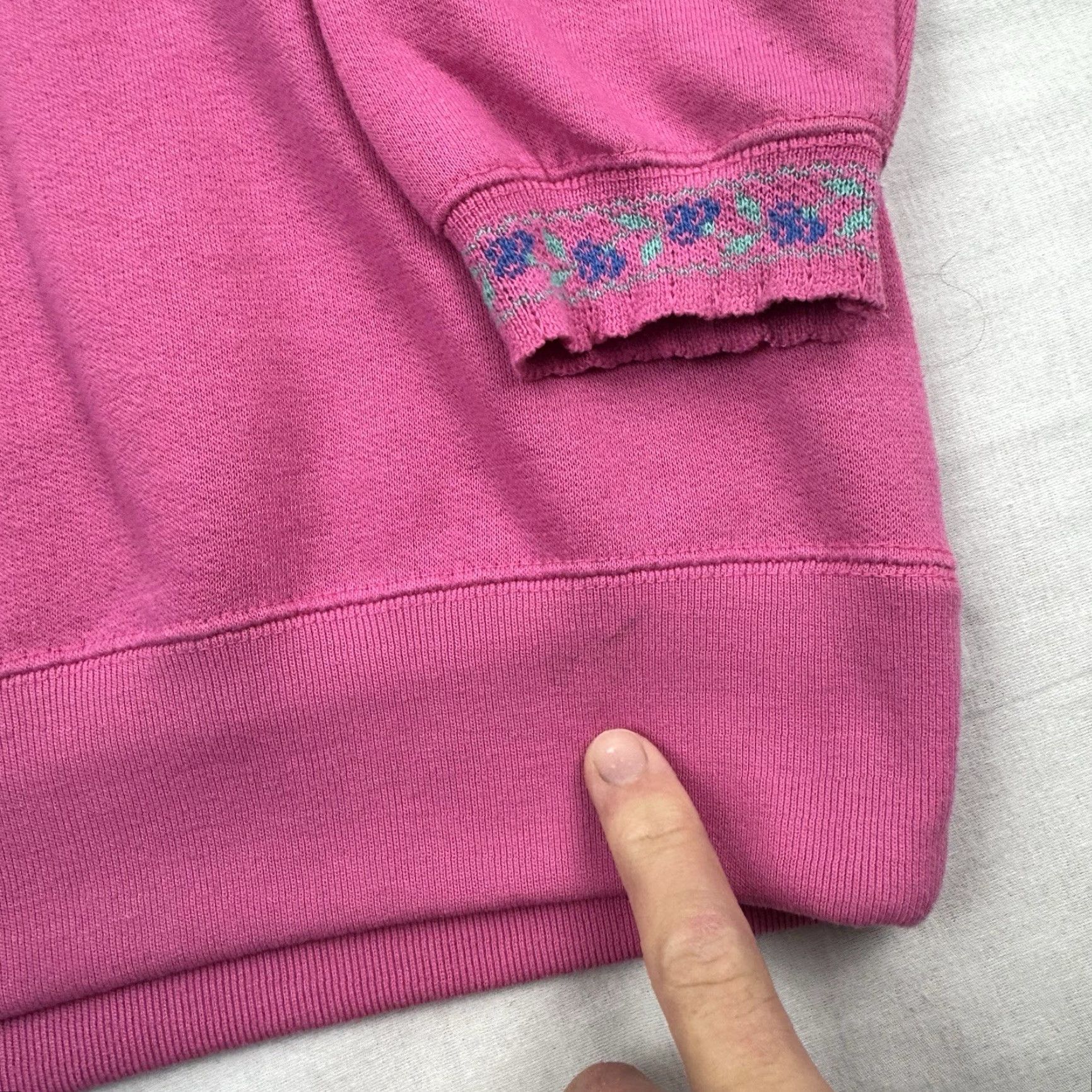 Pinko VINTAGE Huntington Ridge Floral Sweatshirt Women’s Large Pink 90s Crewneck Pullover Activewear Size L / US 10 / IT 46 - 3 Thumbnail