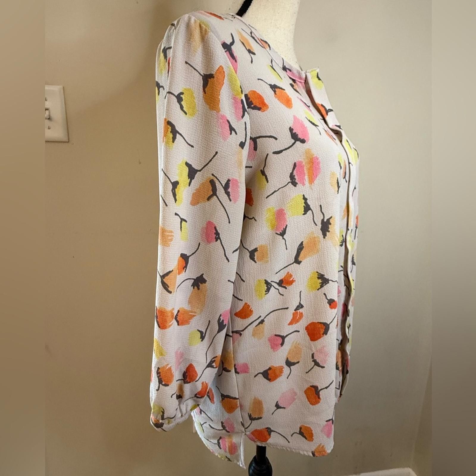 Celine C&E pastel floral crop sleeve top SZ M Size M / US 6-8 / IT 42-44 - 2 Thumbnail