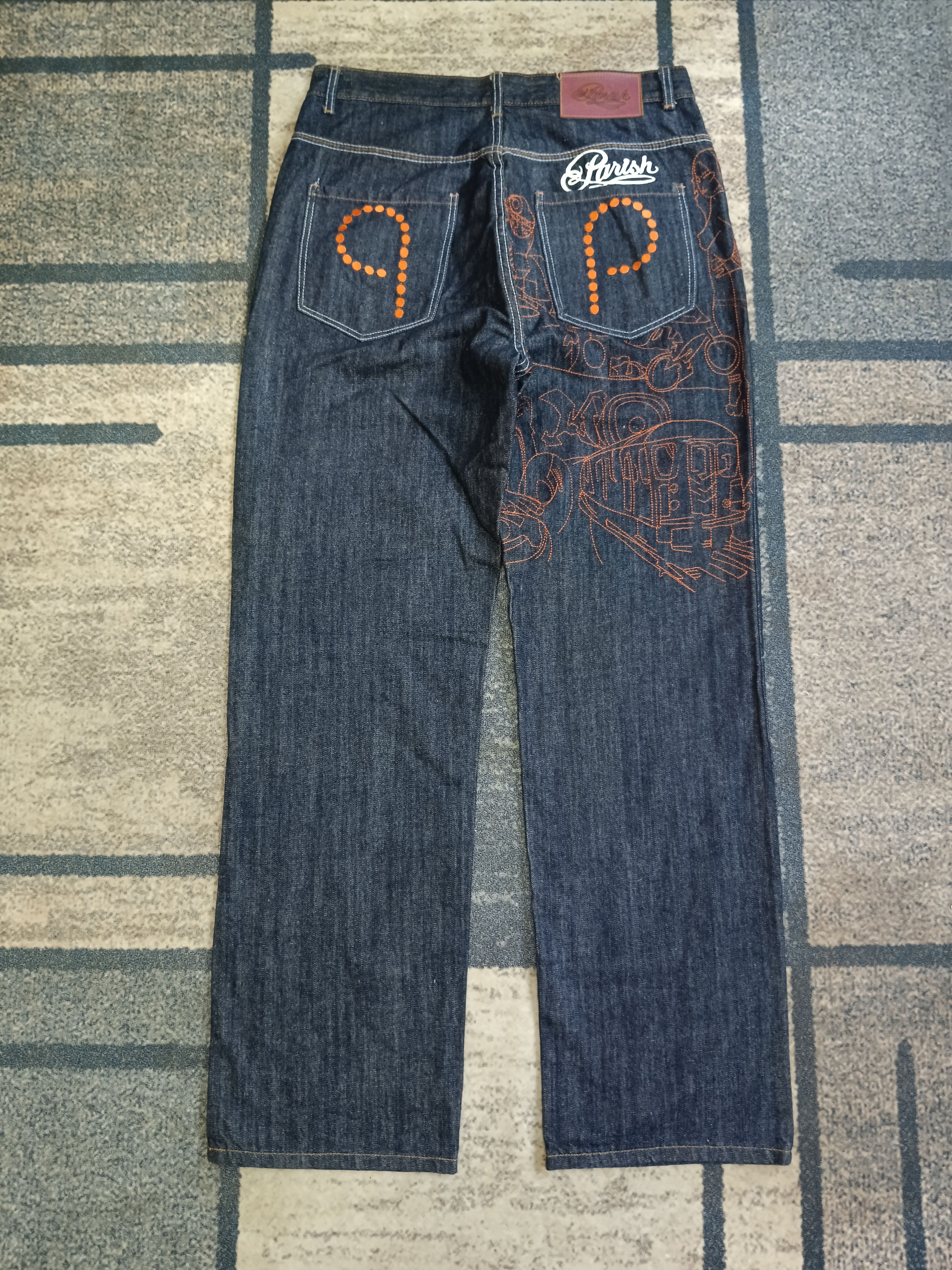 Japanese Brand TRENDING WIDE PANTS🔥 PANISH STITCH ABSTRACT DENIM Size US 34 / EU 50 - 3 Thumbnail