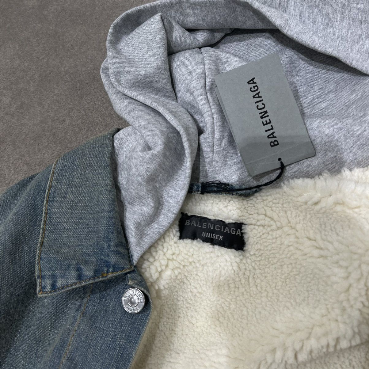 Balenciaga Balenciaga Oversized Shearling Denim Jacket Size US XL / EU 56 / 4 - 7 Thumbnail