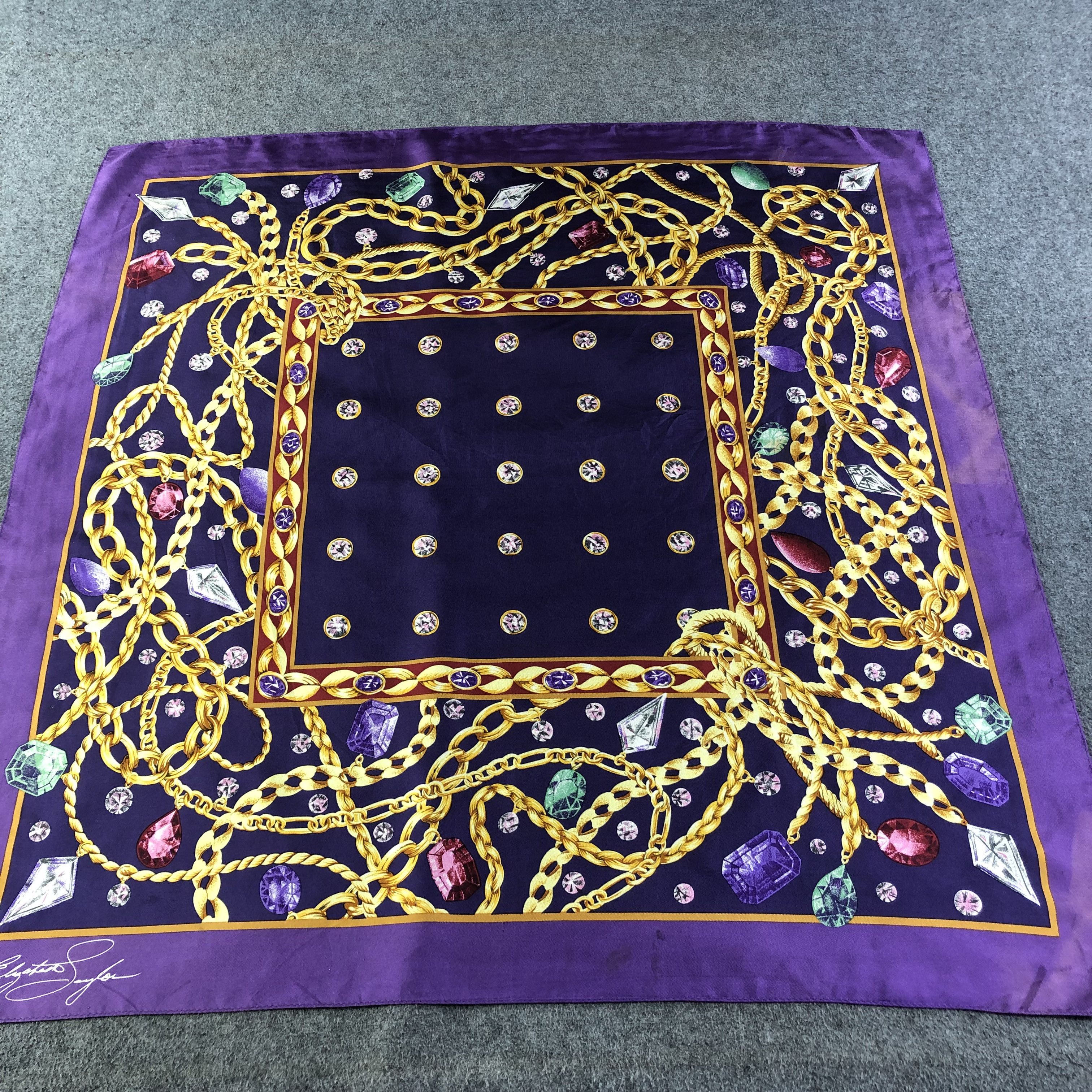 Vintage Vintage Luxury Jewelry Silk Scarf M694 Size ONE SIZE - 1 Thumbnail