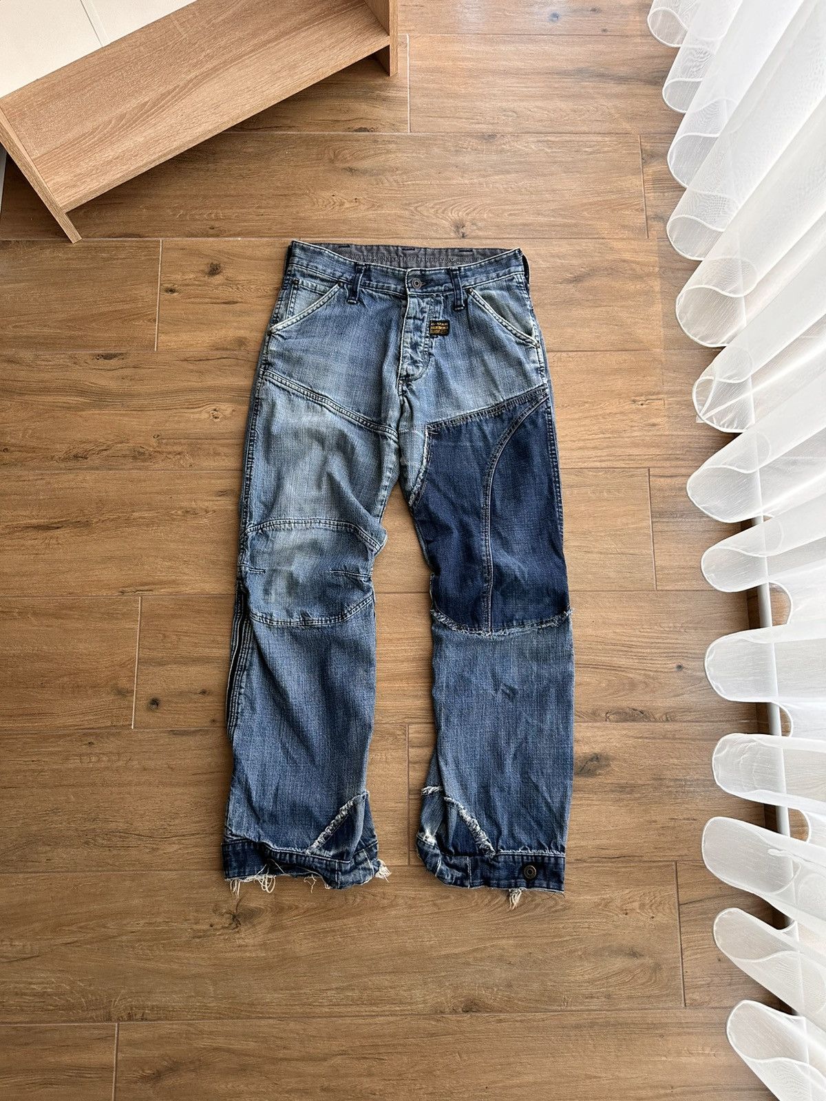 image of G Star Raw x Gstar Vintage G-Star Raw Cargo Patchwork S.c. Concept Elwood Jeans in Navy (Size 30)