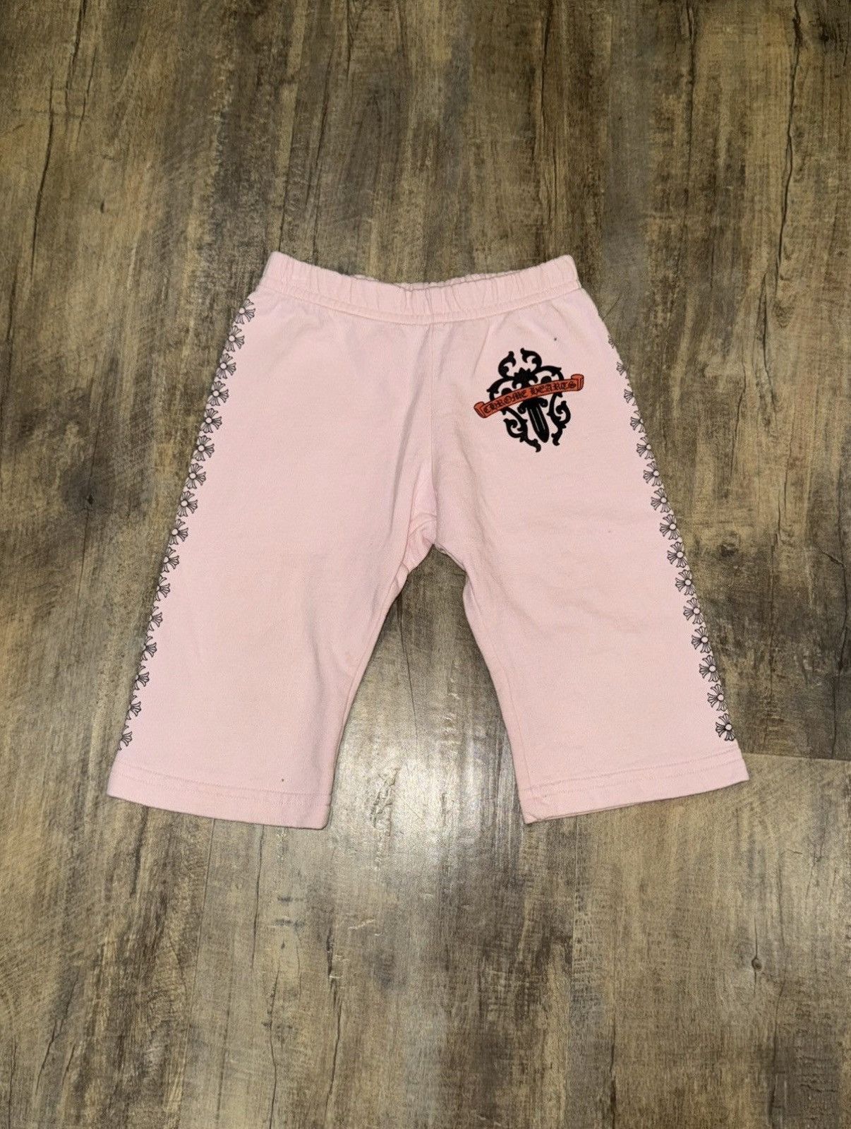 Chrome Hearts Kids Dagger Cross Logo Pink Sweatpants Baby