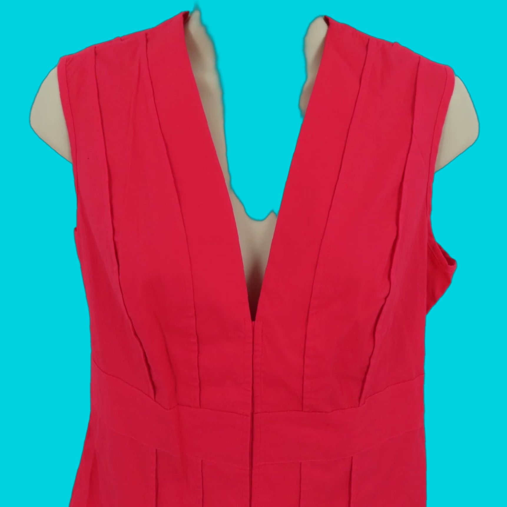 Vintage VINTAGE Moda International Womens Medium Red Pink V Neck Sleeveless Shirt Top Blouse Size M / US 6-8 / IT 42-44 - 1 Thumbnail