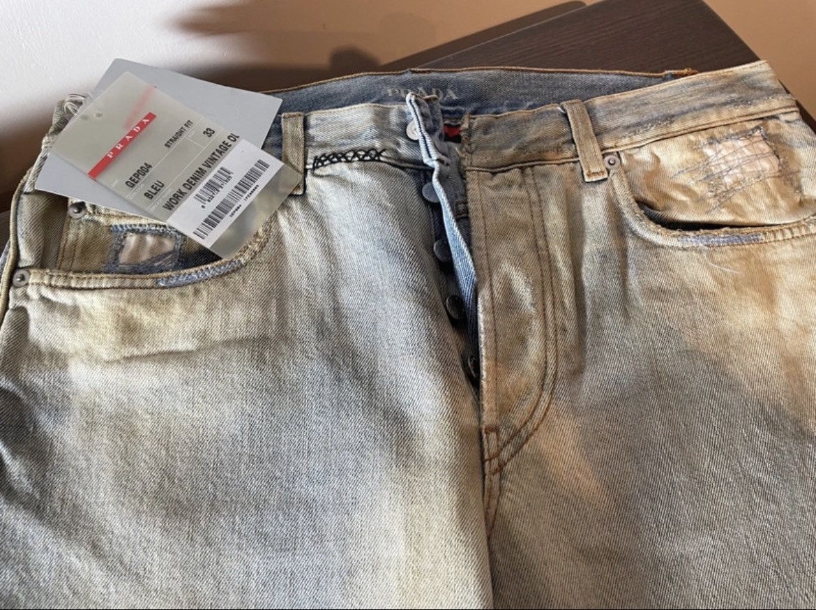 Prada Prada 2005 Mainline Vintage Overdyed Work Denim Jeans Rare Size US 34 / EU 50 - 3 Thumbnail
