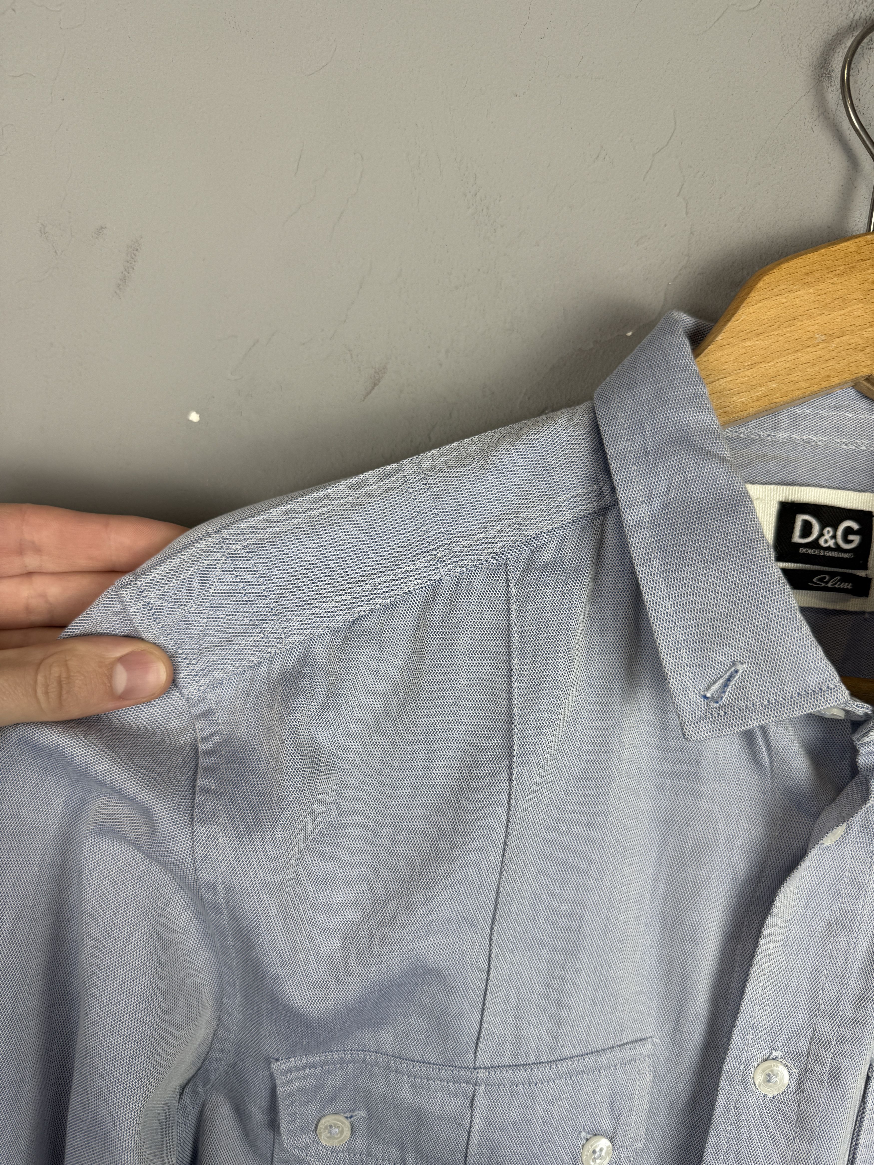 Designer × Dolce & Gabbana Dolce & Gabbana Shirt Blue Slim Button Down Casual Cotton Size US M / EU 48-50 / 2 - 3 Thumbnail