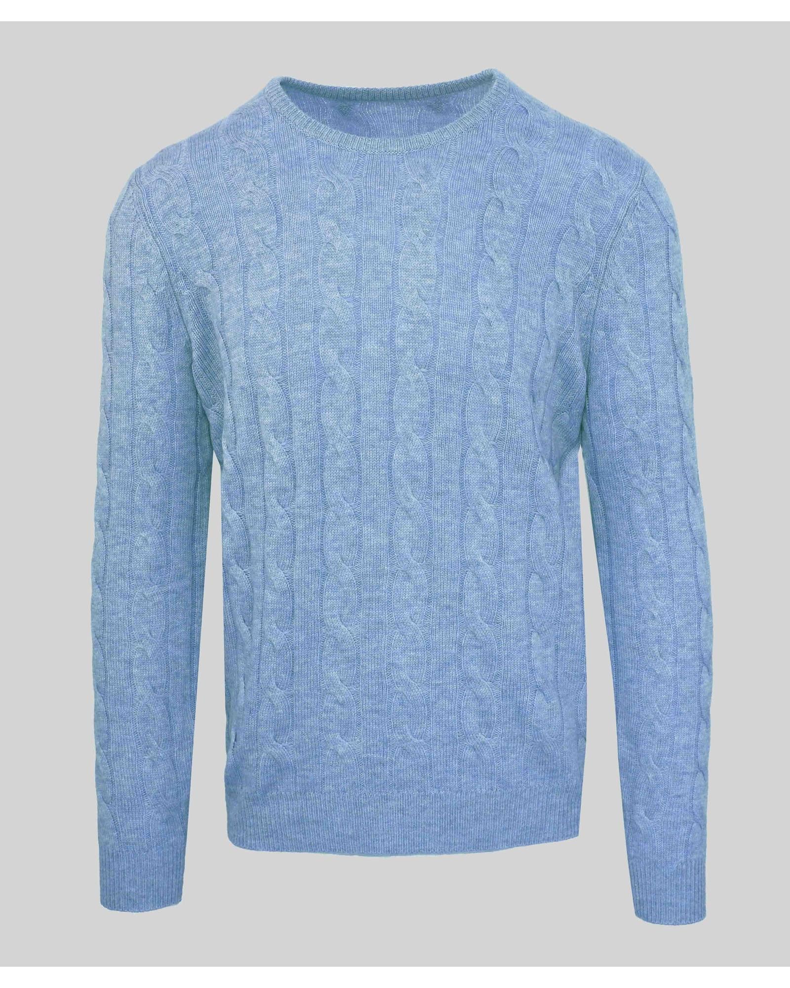 image of Malo Wool Cashmere Round Neck Sweater in Blue, Men's (Size 2XL)